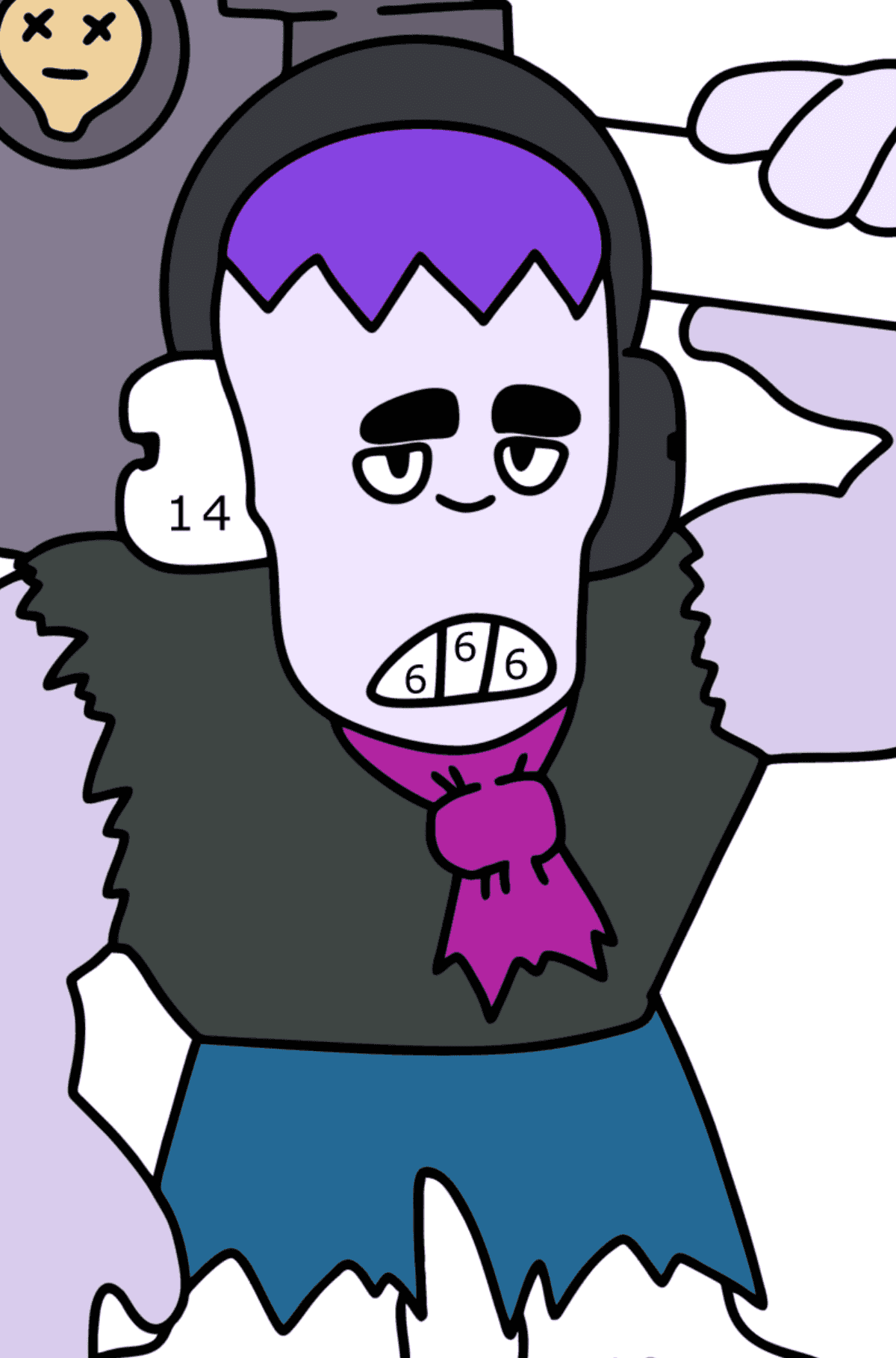 Värityskuva Brawl Stars Frank - Väritys numeroiden mukaan lapsille