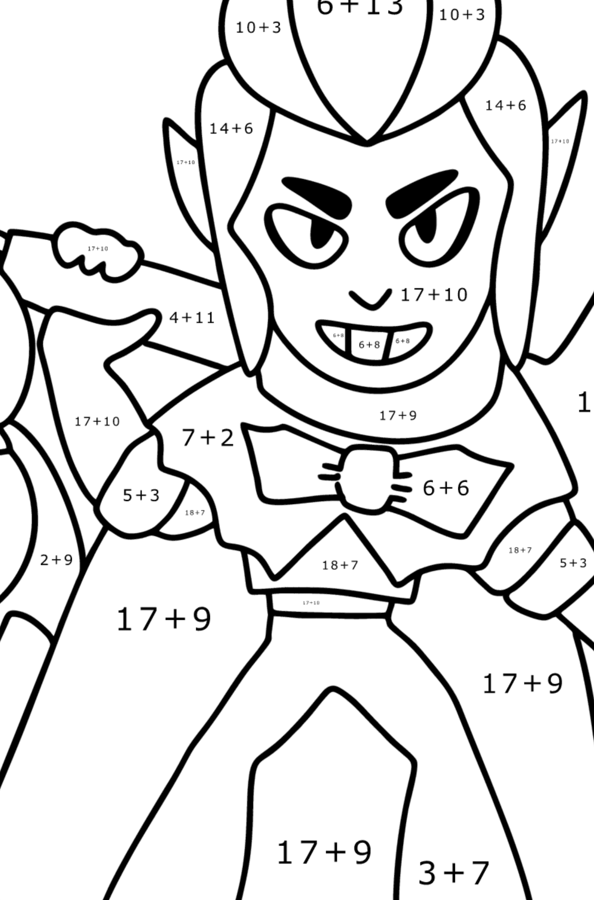 Brawl Stars Mortis coloring page - Math Coloring - Addition for Kids