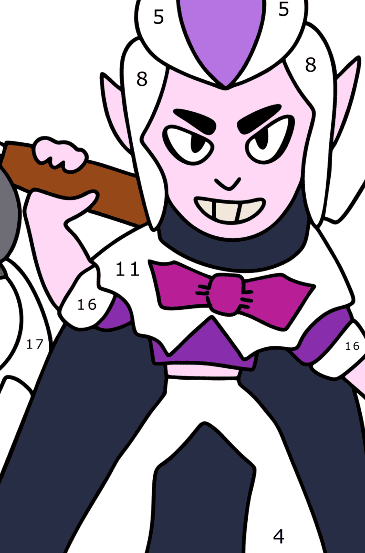 Värityskuva Brawl Stars Mortis - Väritys numeroiden mukaan lapsille