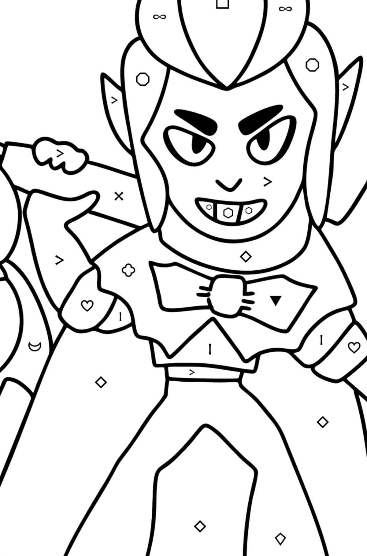 Brawl Stars Mortis coloring page - Coloring by Symbols and Geometric Shapes for Kids