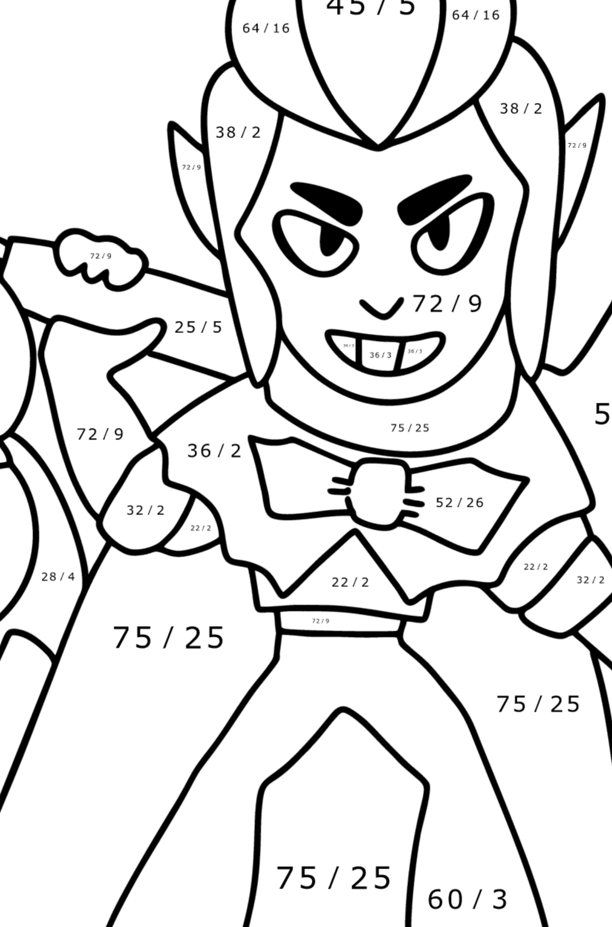 Brawl Stars Mortis coloring page - Math Coloring - Division for Kids