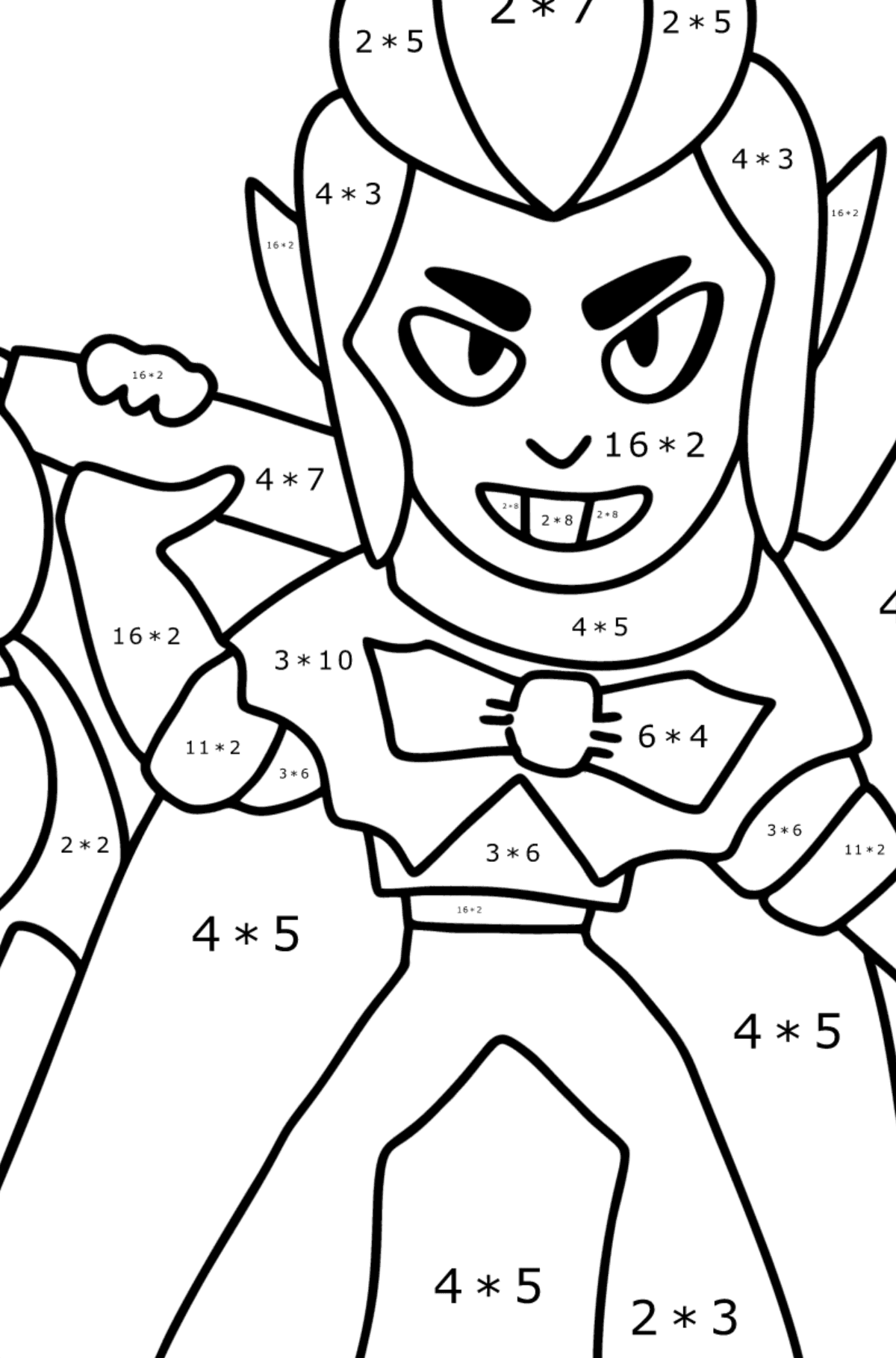 Brawl Stars Mortis coloring page - Math Coloring - Multiplication for Kids