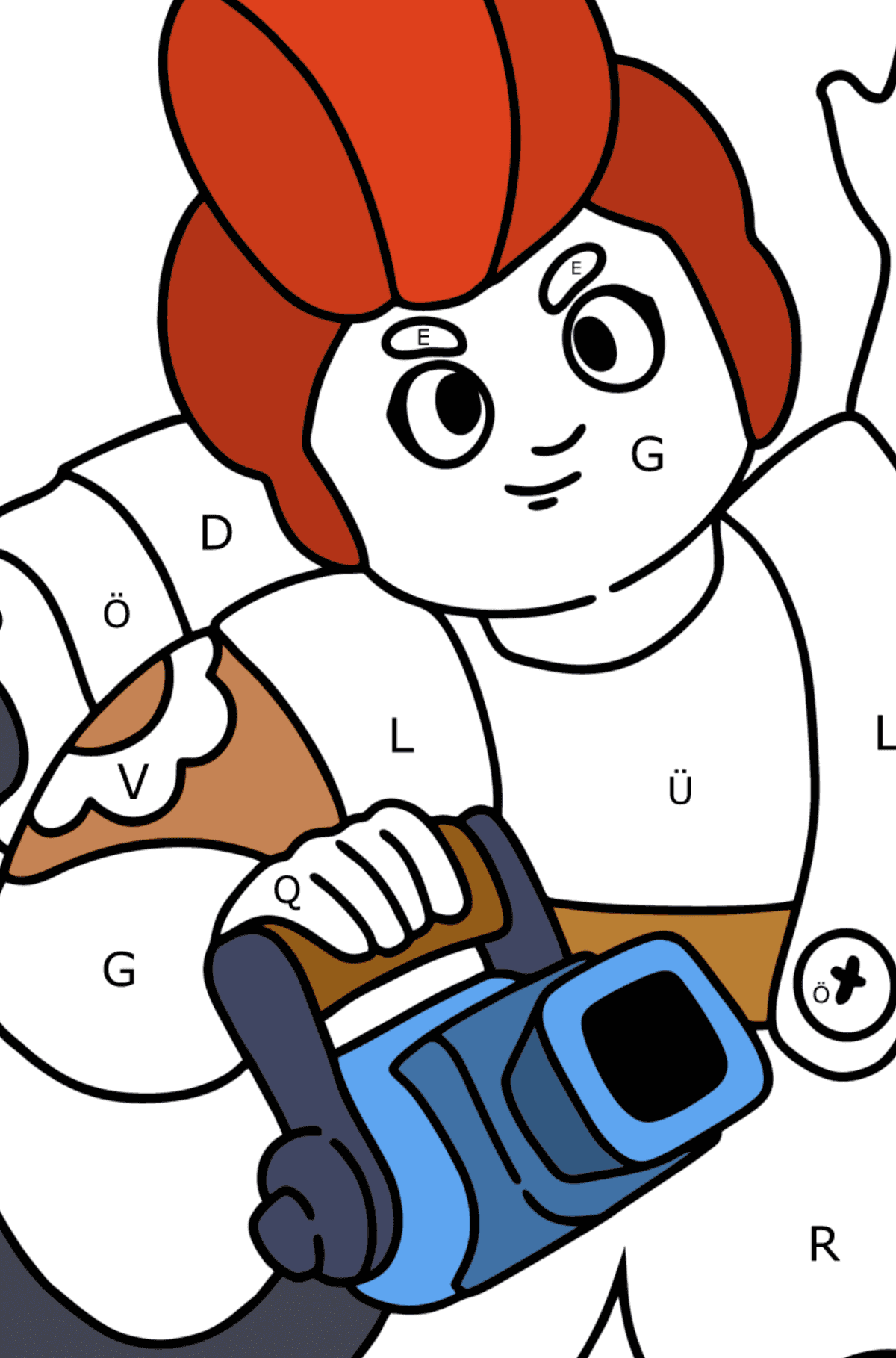 Ausmalbild Pam - Ausmalen nach Buchstaben für Kinder