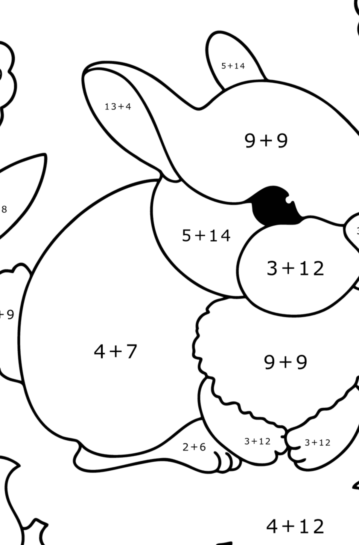 Baby Bunny Coloring page - Math Coloring - Addition for Kids