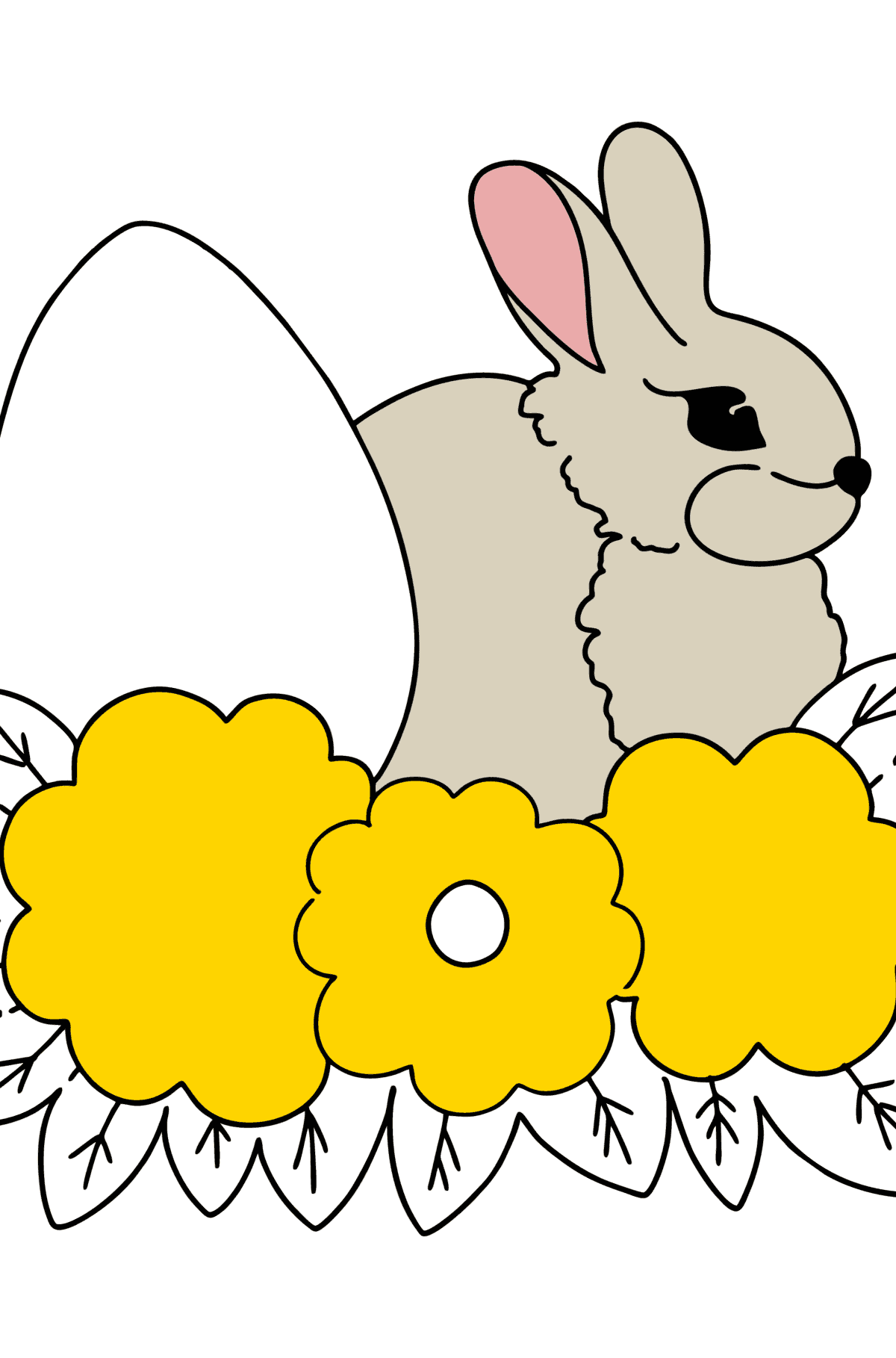 Dibujo de Conejito y Pascua para colorear - Dibujos para Colorear para Niños
