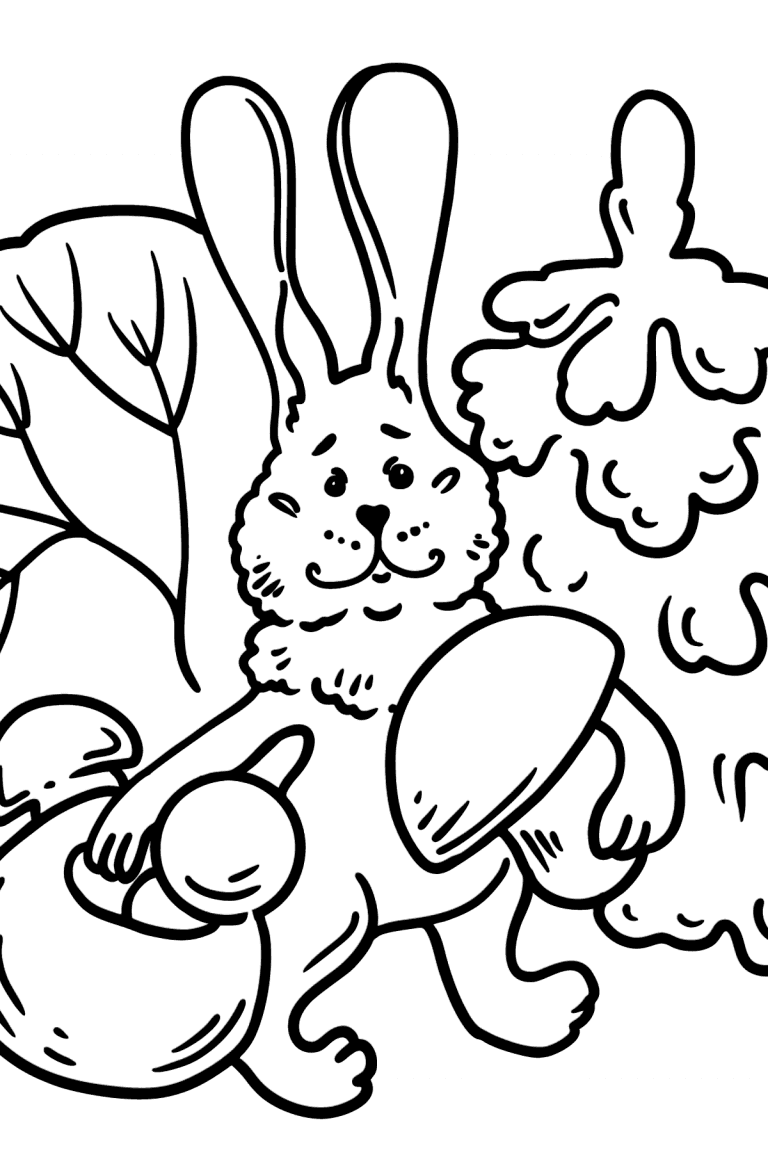 Bunny in the Forest coloring page ♥ Print and Online Free!