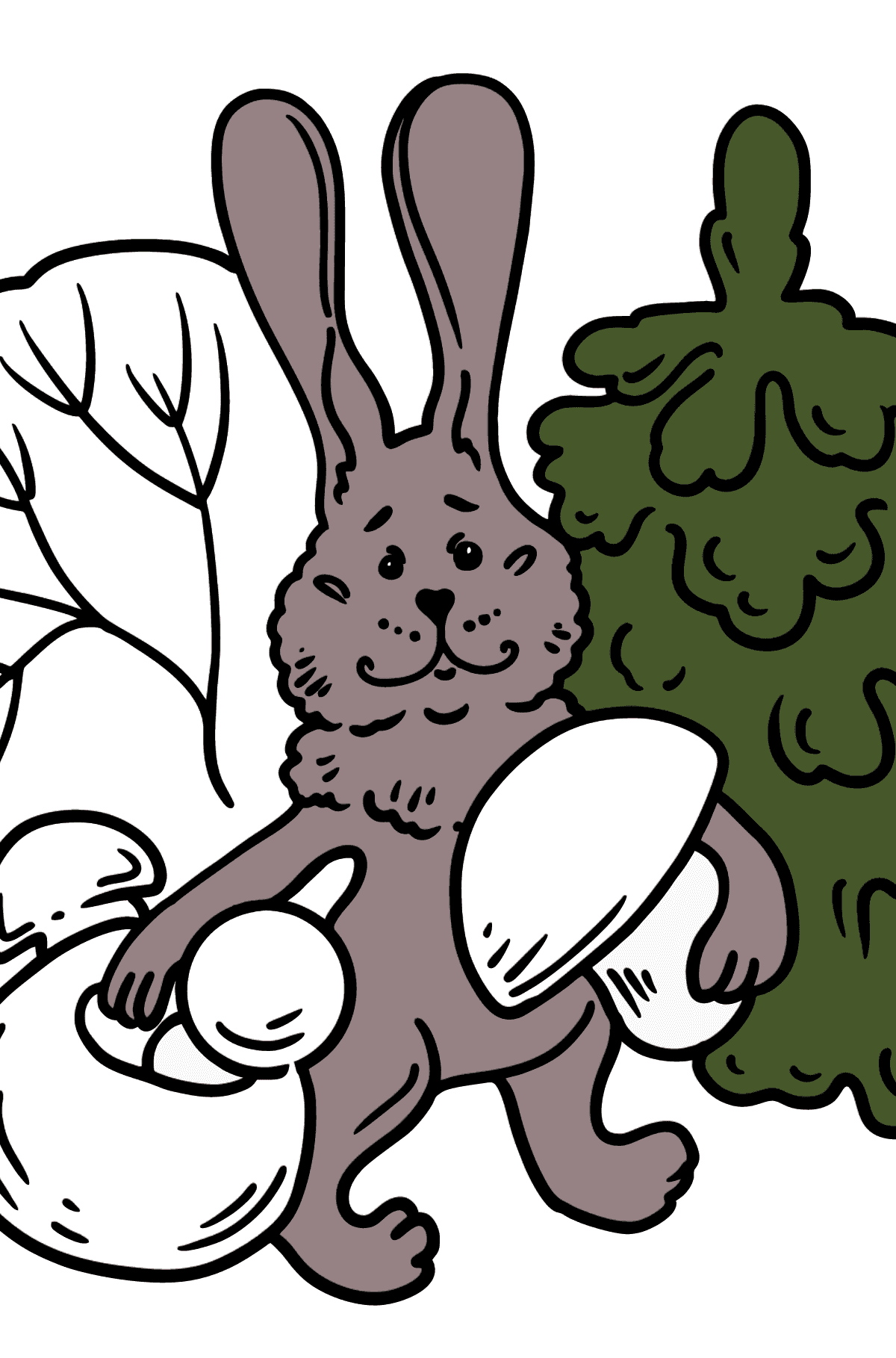 Kleurplaat konijntje in het bos - kleurplaten voor kinderen