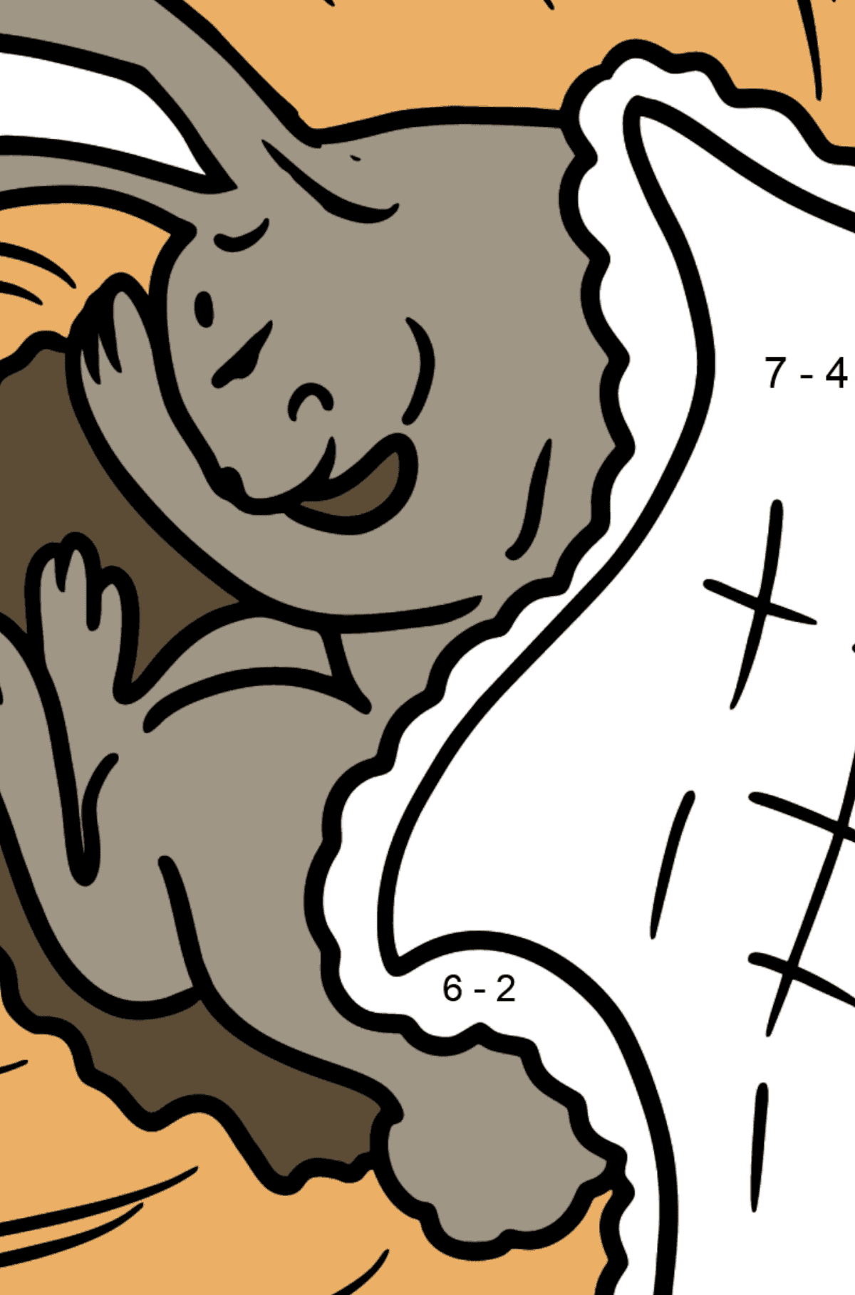 Coloriage - Lapin endormi - Coloriage Magique Soustraction pour les Enfants