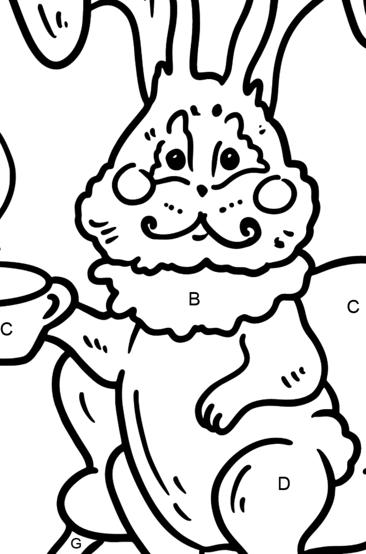 Bunny Sitting coloring page - Coloring by Letters for Kids