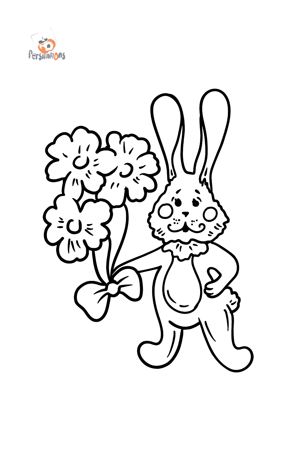 Bunny With A Bouquet Of Flowers Coloring Page Print And Online Free