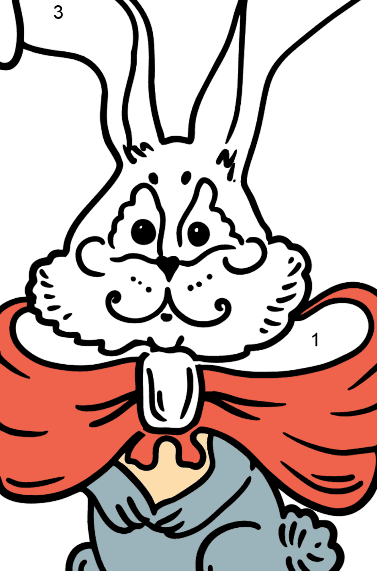 Bunny with a Bow coloring page - Coloring by Numbers for Kids