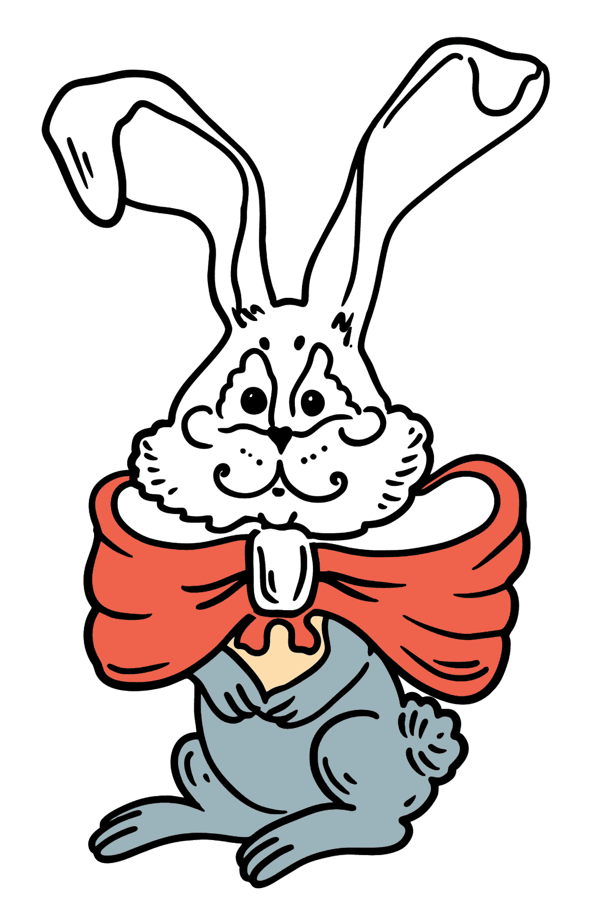 Tegning til fargelegging kanin med sløyfe - Tegninger til fargelegging for barn