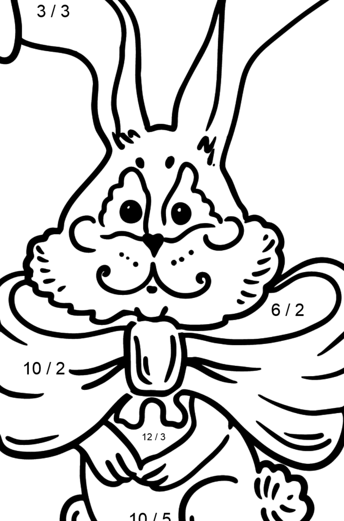 Dibujo de Conejo con lazo para colorear - Colorear con Matemáticas - Divisiones para Niños