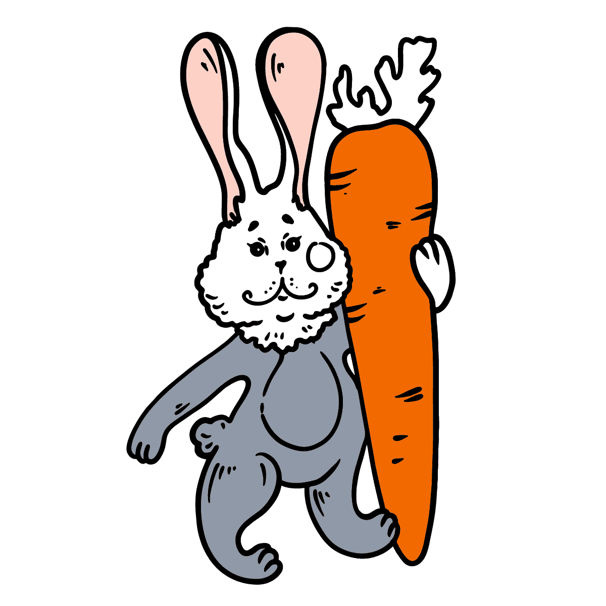 Зайчик с морковкой раскраска