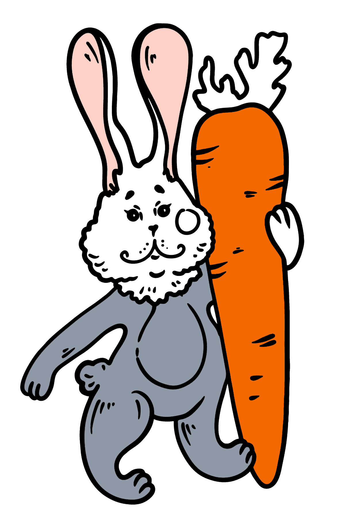 Desen de colorat Iepuraș cu morcov - Desene de colorat pentru copii