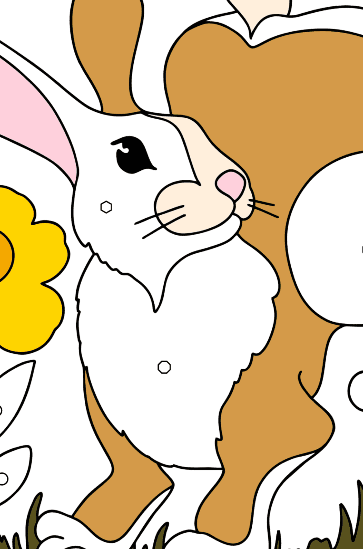 Cute Rabbit coloring page - Coloring by Geometric Shapes for Kids