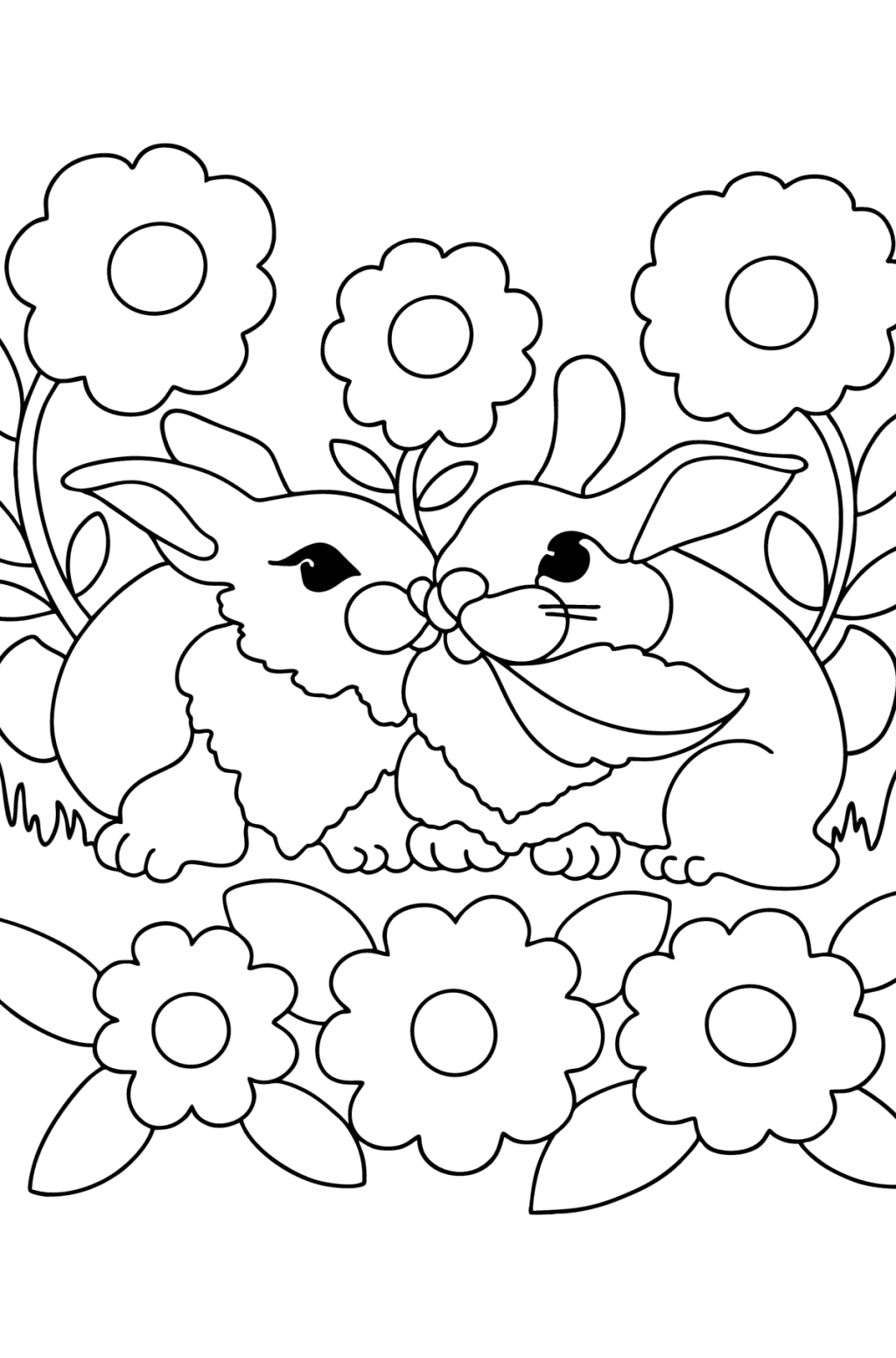 Cute Rabbits Coloring page ♥ Online and Print for Free!