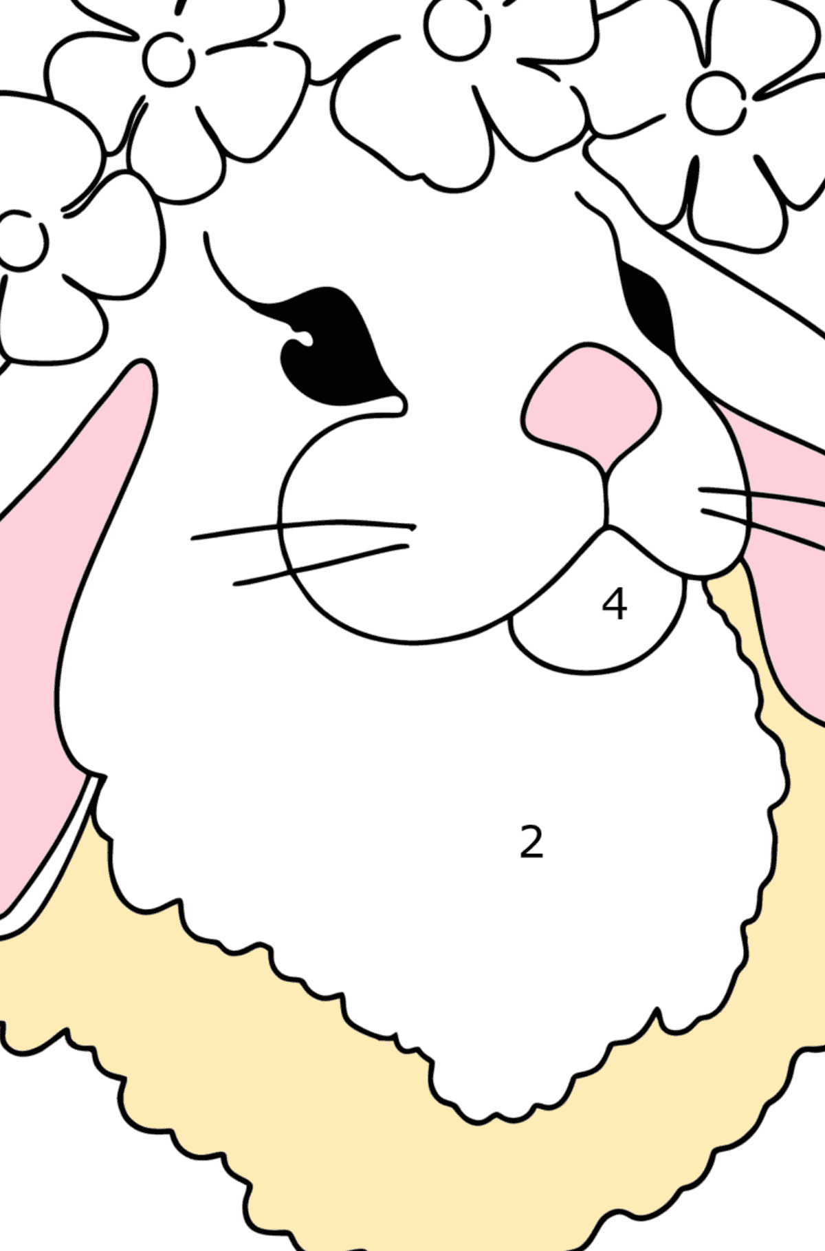 Hare Face coloring page - Coloring by Numbers for Kids