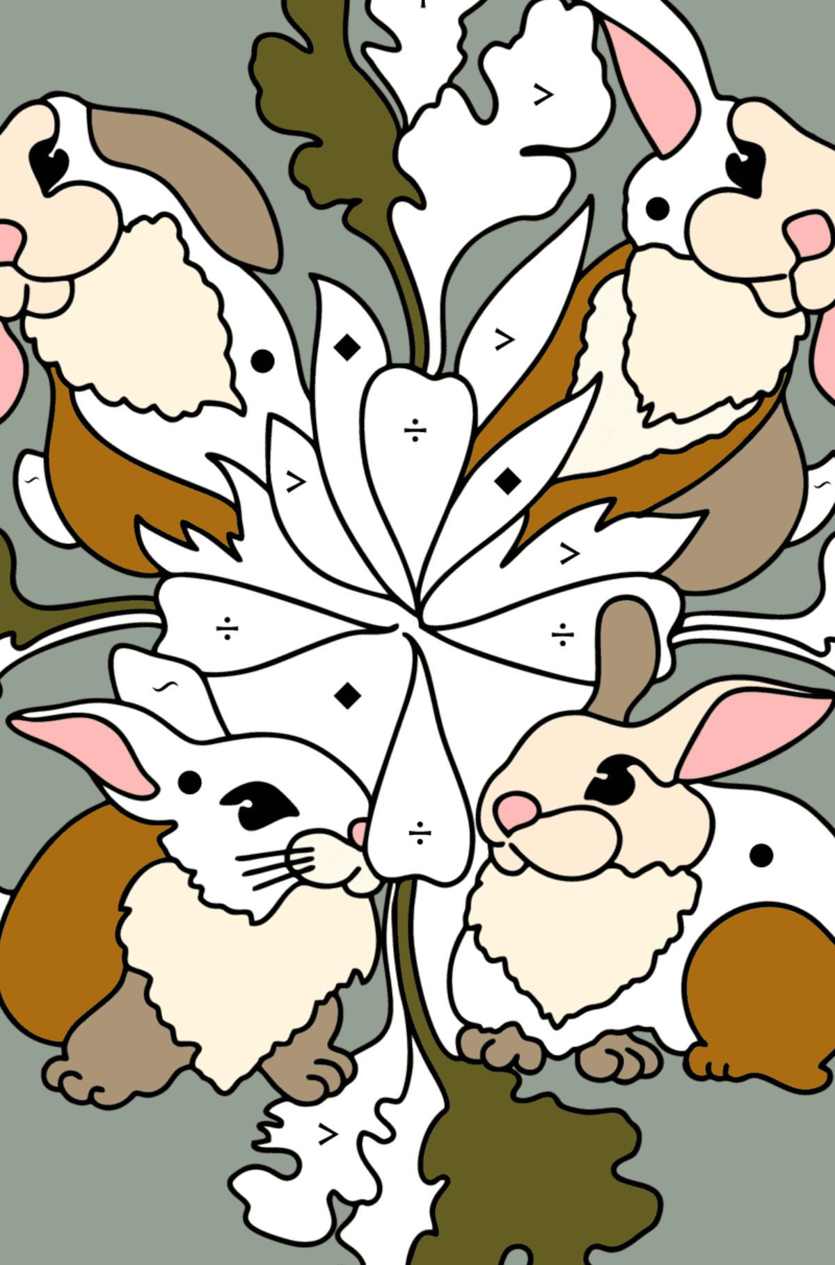 Mandala Bunny coloring page - Coloring by Symbols for Kids
