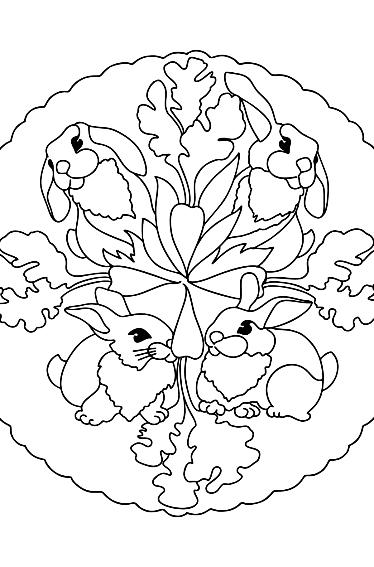 Dibujo de Mandala Bunny para colorear - Dibujos para Colorear para Niños