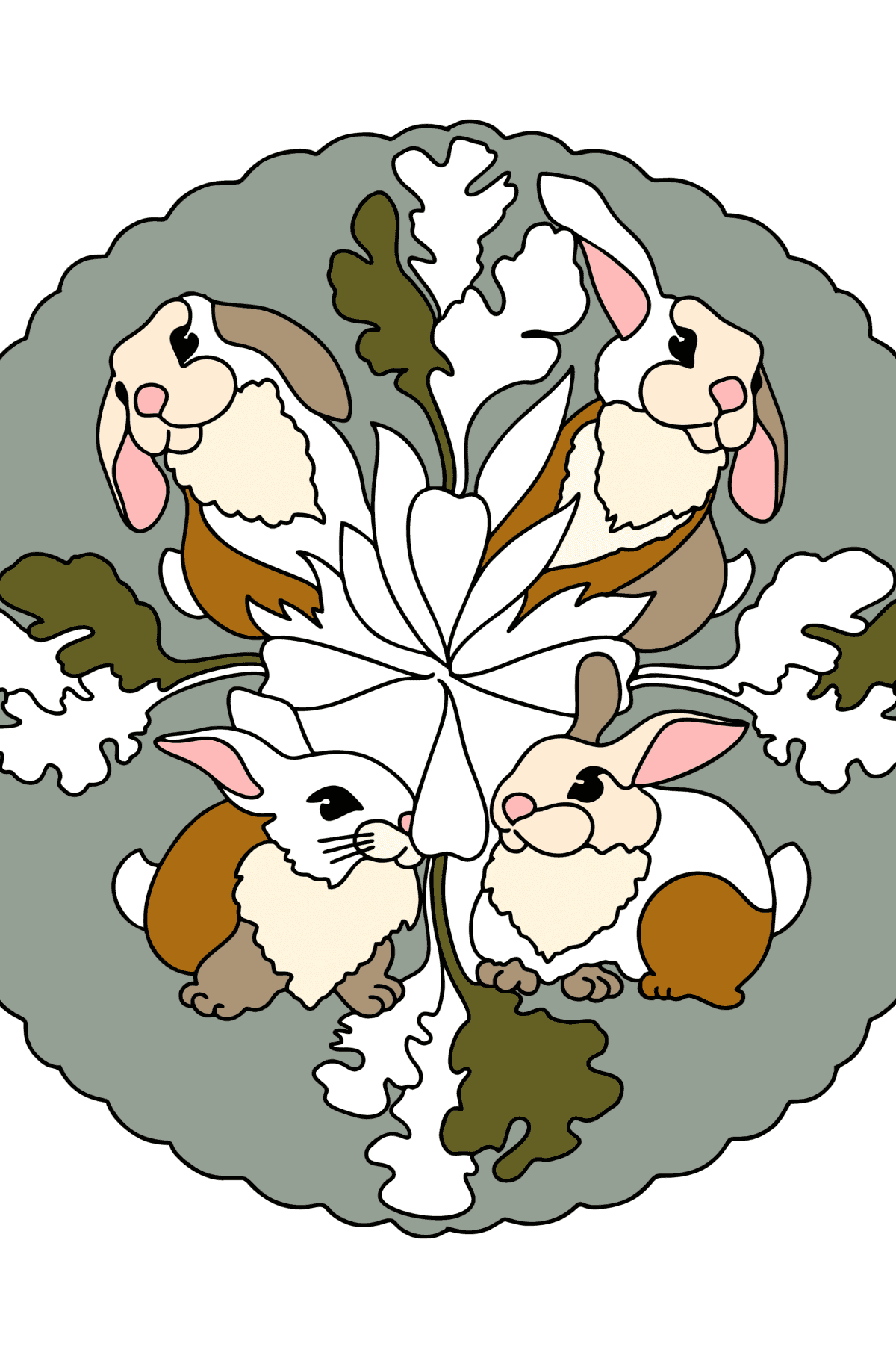 Tegning til fargelegging mandala kanin - Tegninger til fargelegging for barn