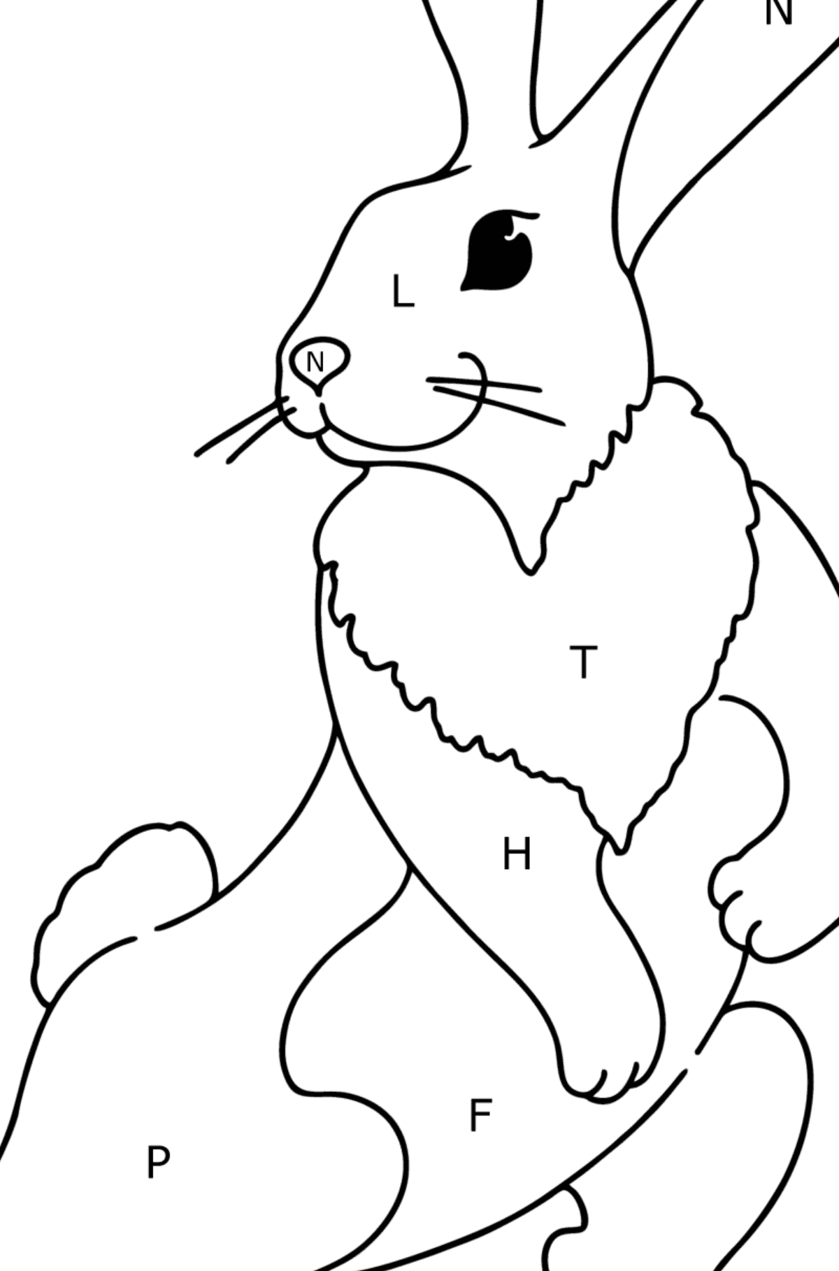 Playful Bunny coloring page - Coloring by Letters for Kids