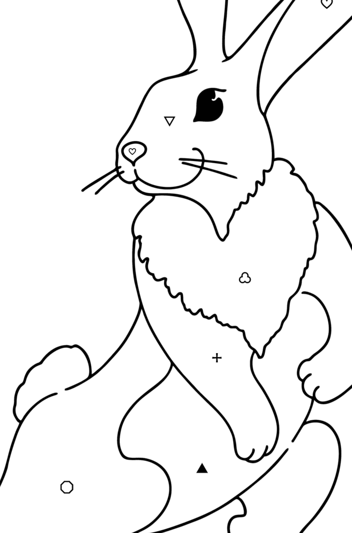 Playful Bunny coloring page - Coloring by Symbols and Geometric Shapes for Kids