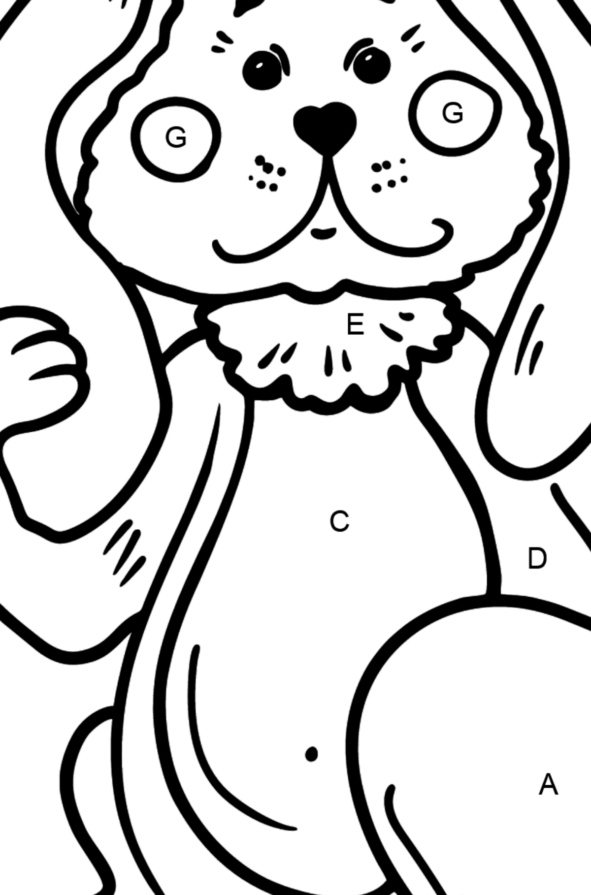 Sad Bunny coloring page - Coloring by Letters for Kids
