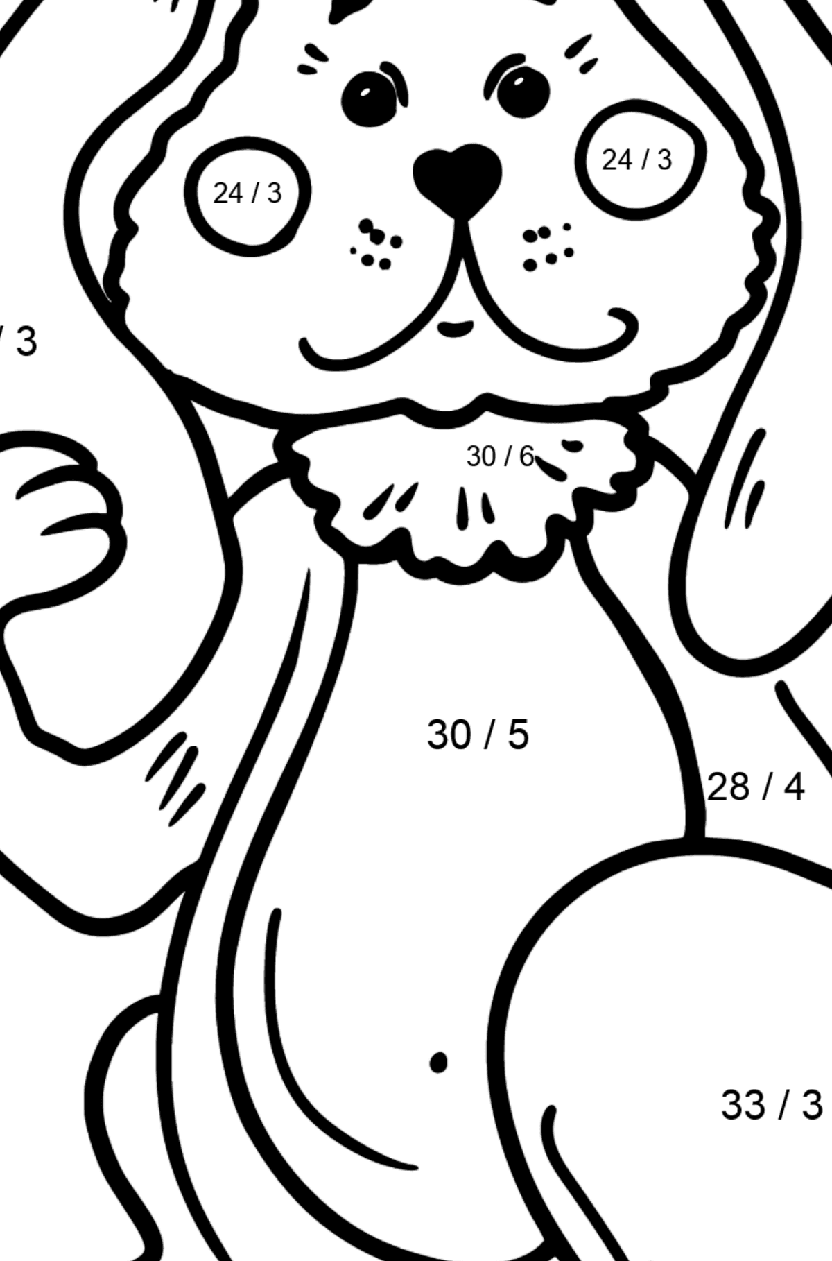 Sad Bunny coloring page - Math Coloring - Division for Kids