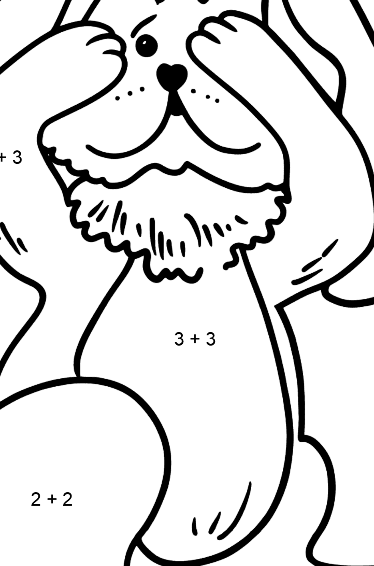 Scared Bunny coloring page - Math Coloring - Addition for Kids