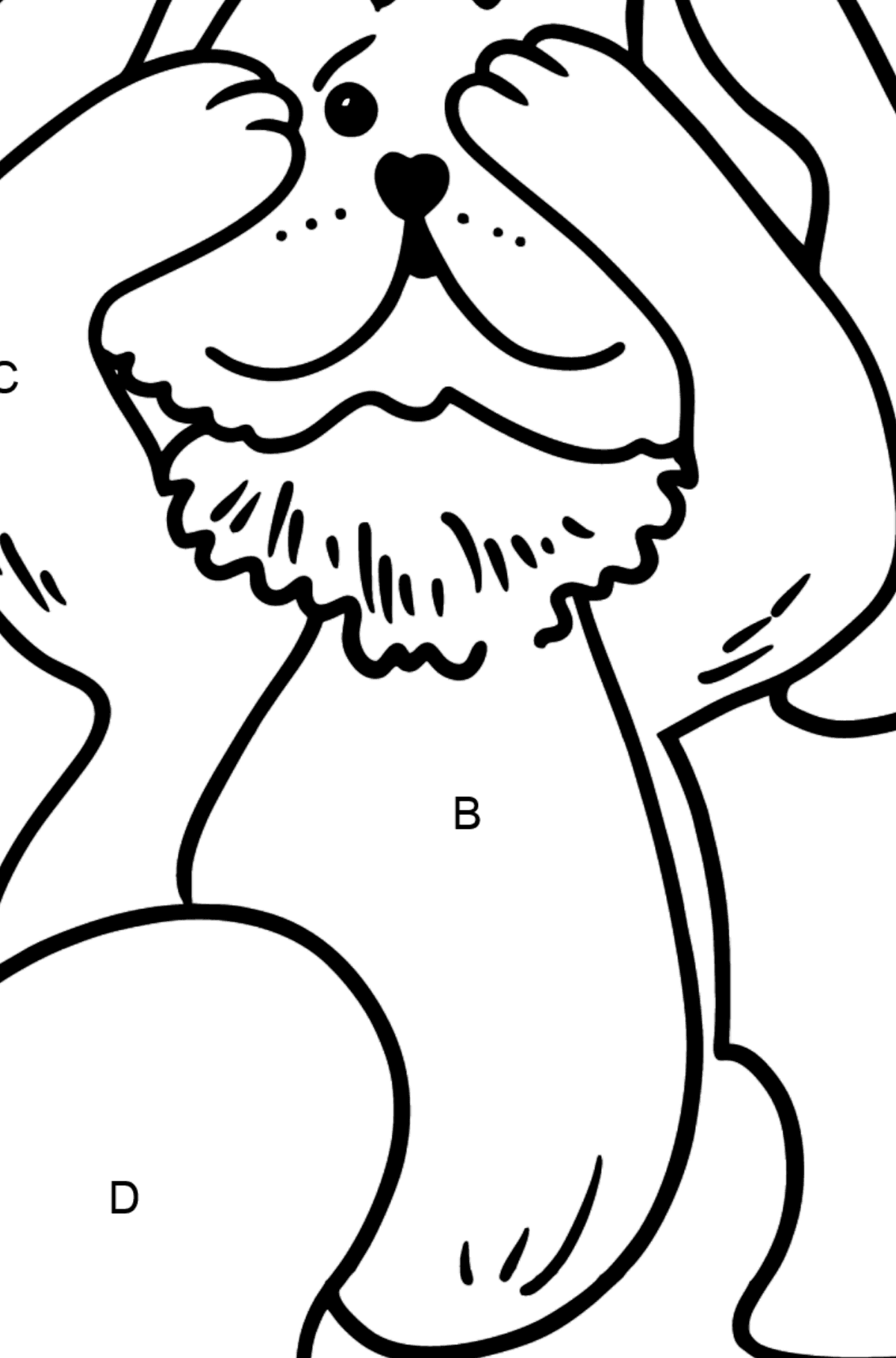 Scared Bunny coloring page - Coloring by Letters for Kids