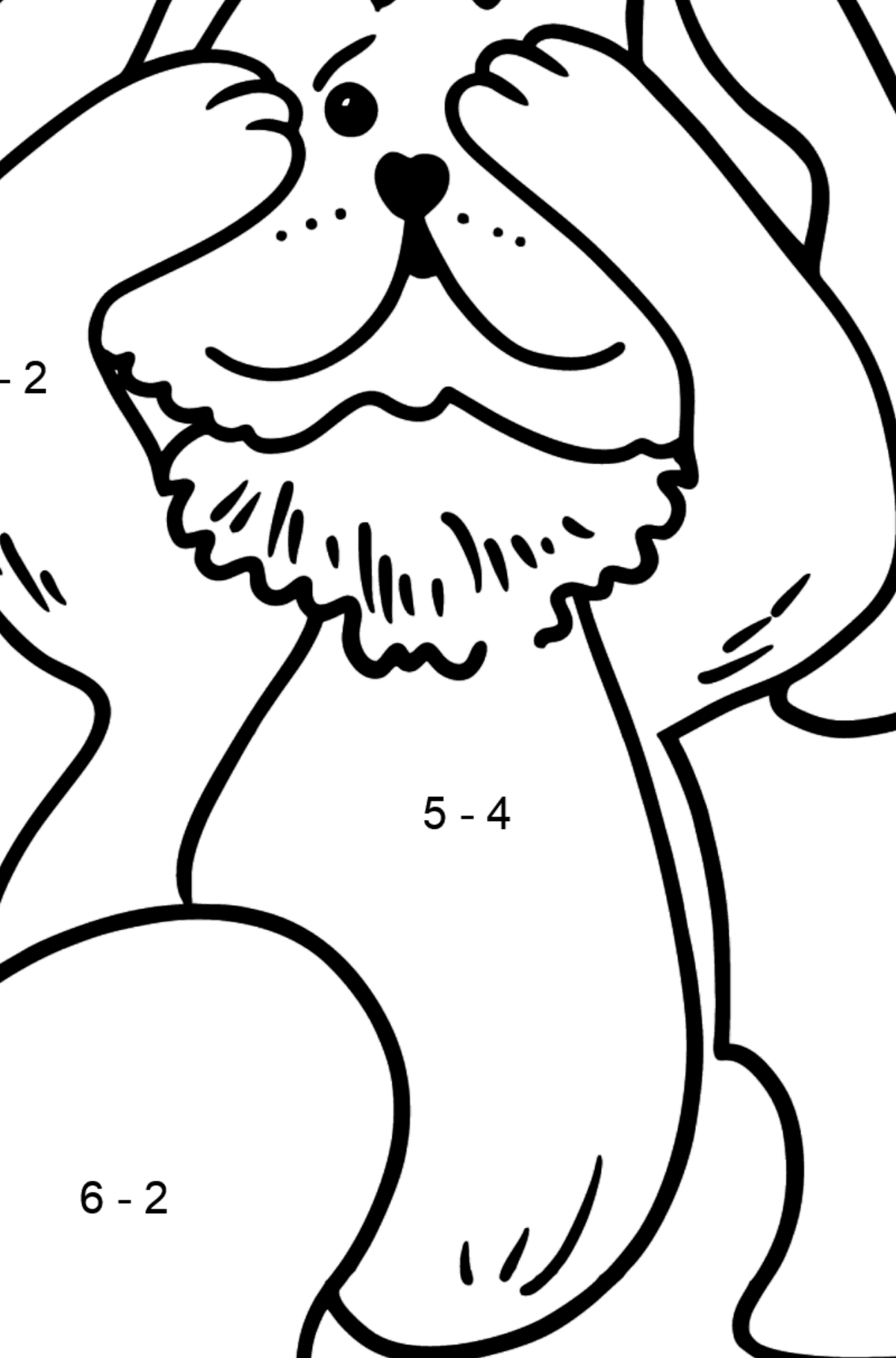 Scared Bunny coloring page - Math Coloring - Subtraction for Kids