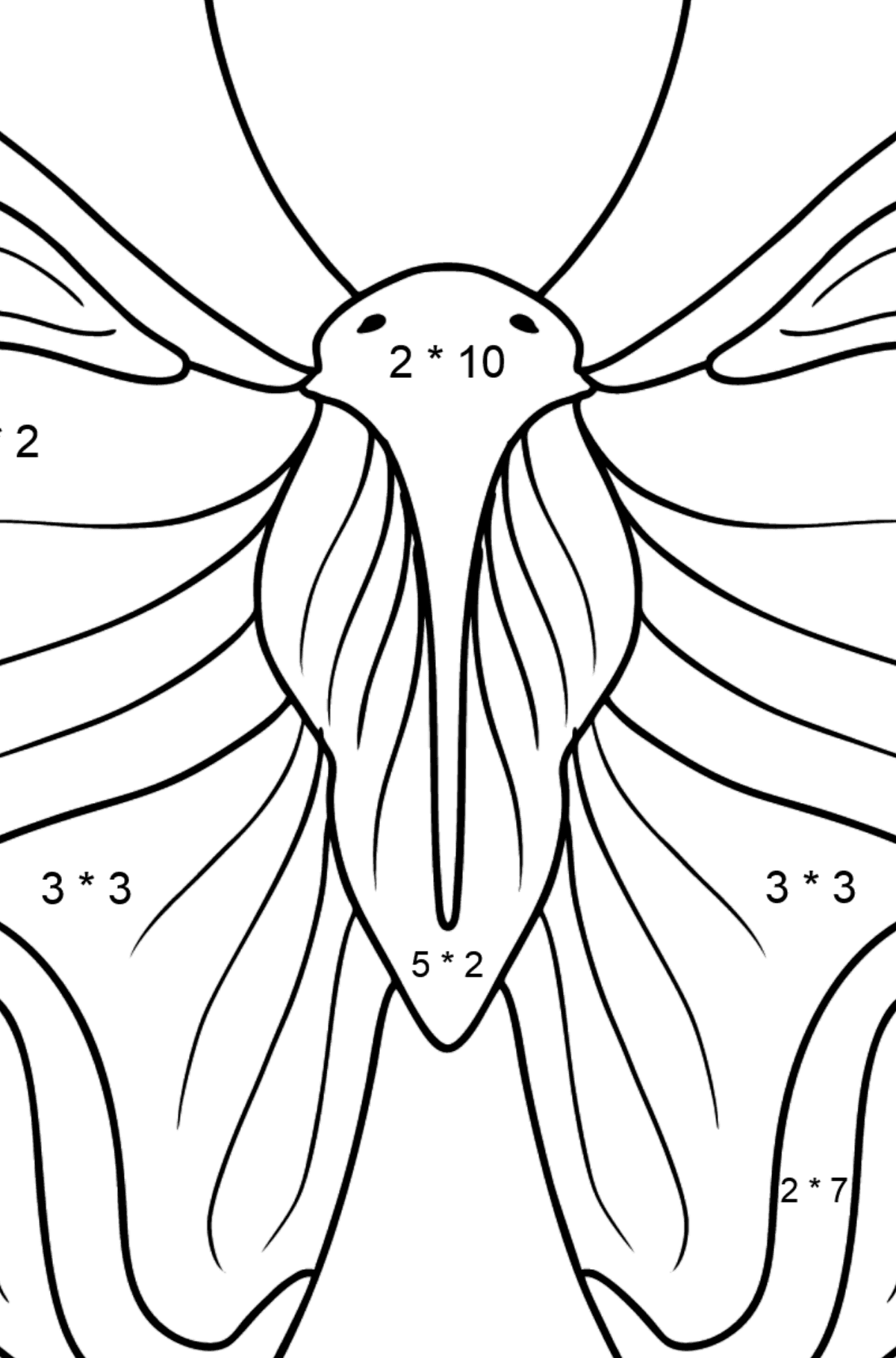 Dibujo de Almirante Butterfly para colorear - Colorear con Matemáticas - Multiplicaciones para Niños
