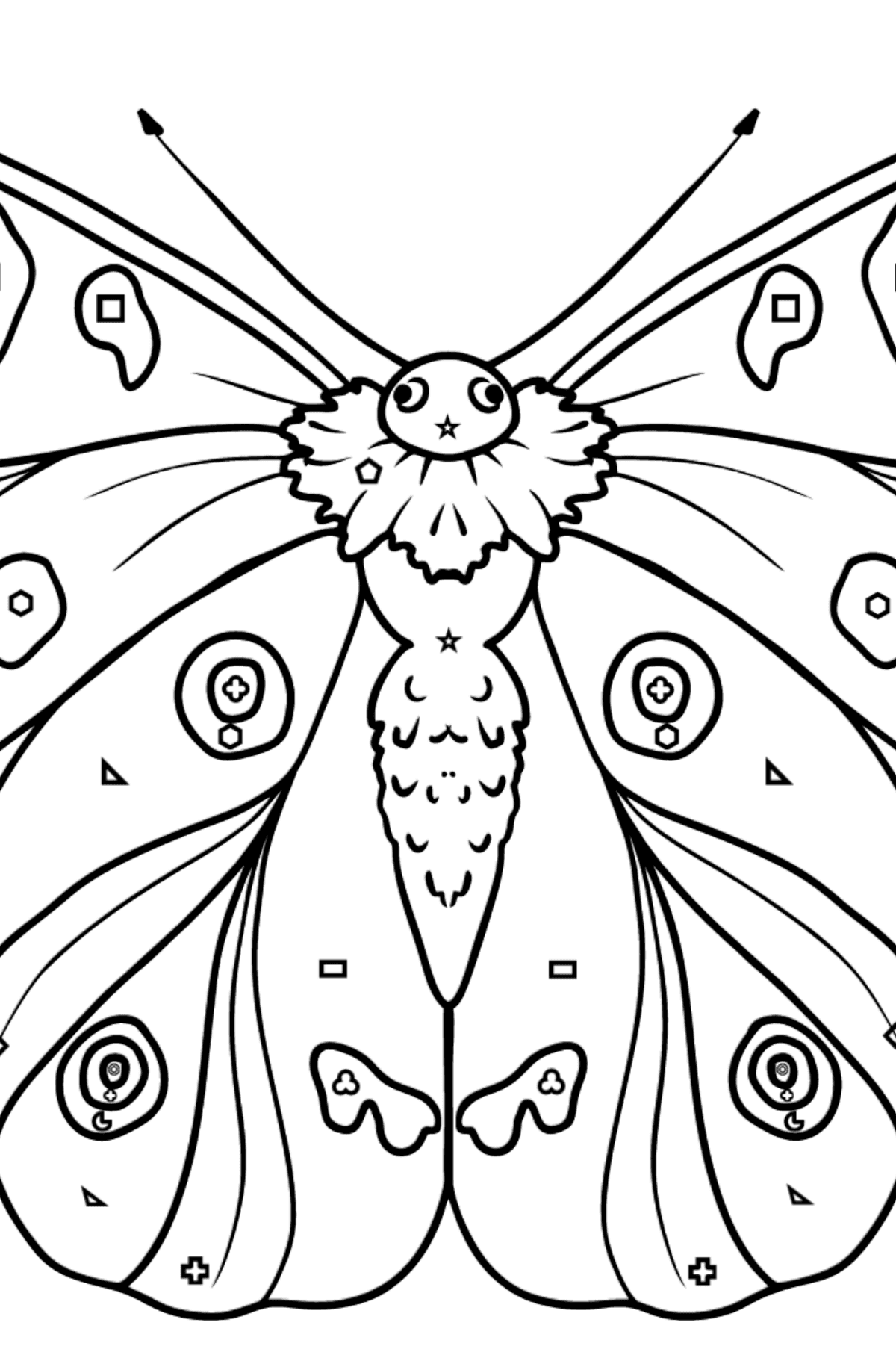 Kleurplaat vlinder apollo - Kleuren met geometrische figuren voor kinderen