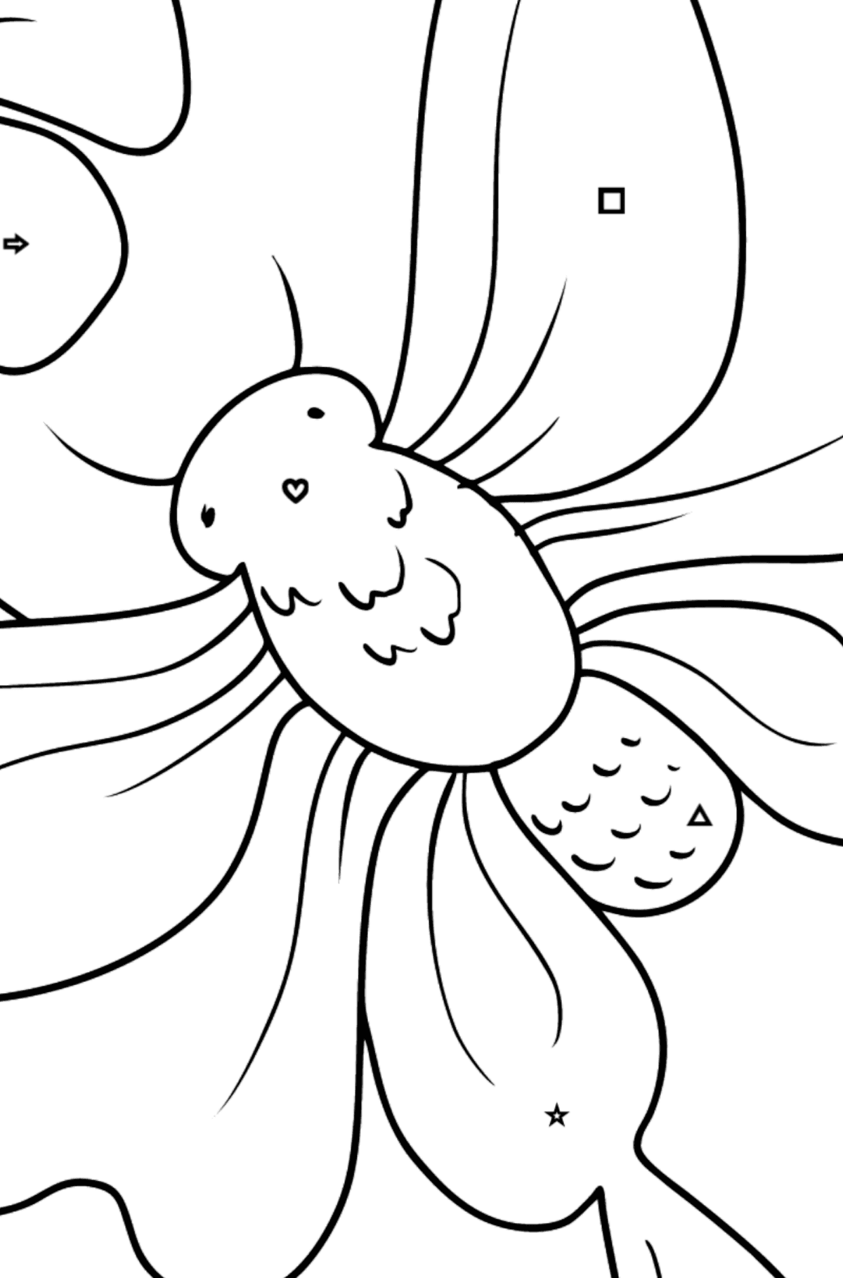 Dibujo de Mariposa sobre una flor para colorear - Colorear por Formas Geométricas para Niños
