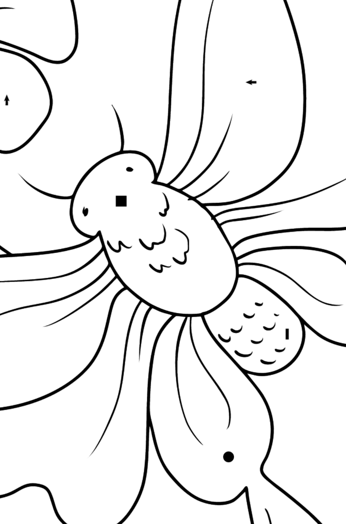 Dibujo de Mariposa sobre una flor para colorear - Colorear por Símbolos para Niños