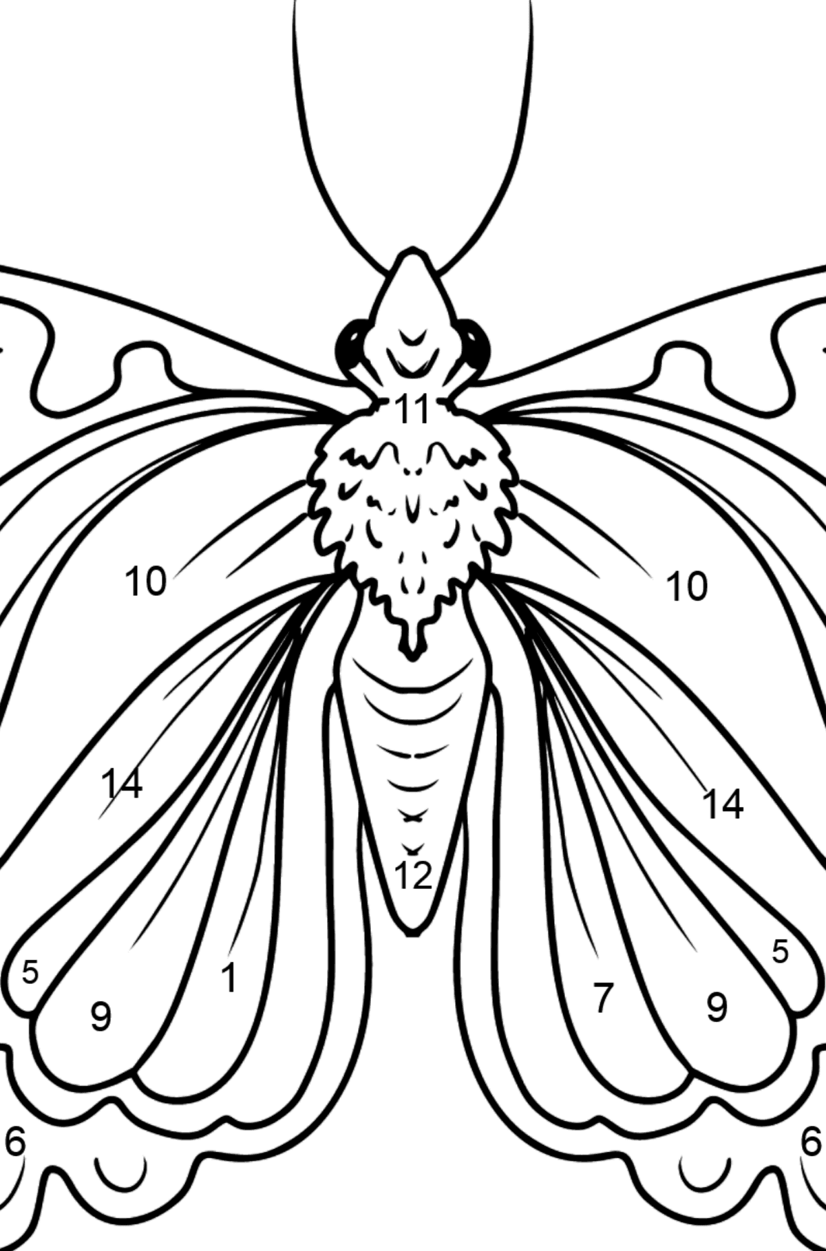 Cute Butterfly coloring page - Coloring by Numbers for Kids
