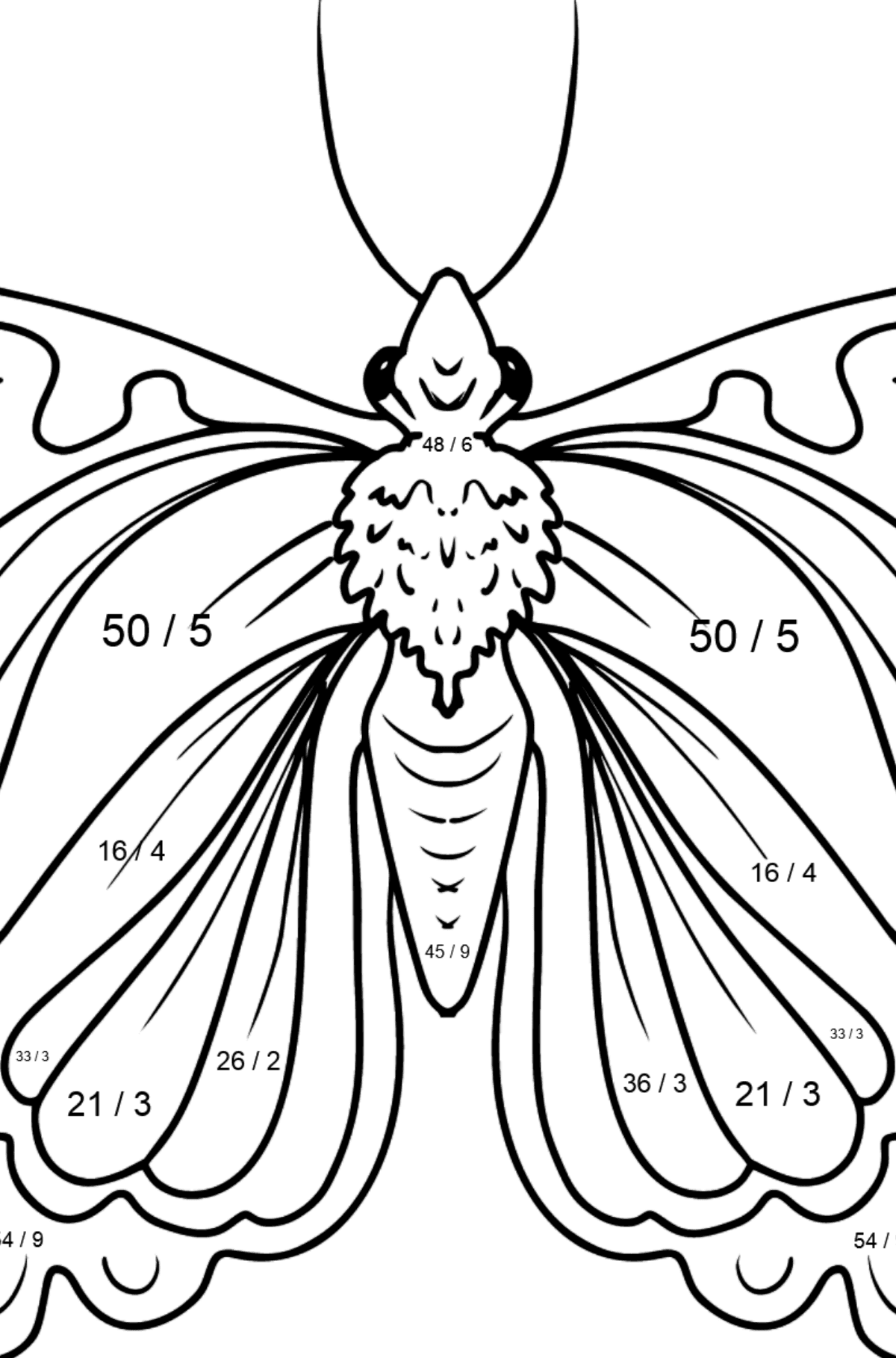 Cute Butterfly coloring page - Math Coloring - Division for Kids