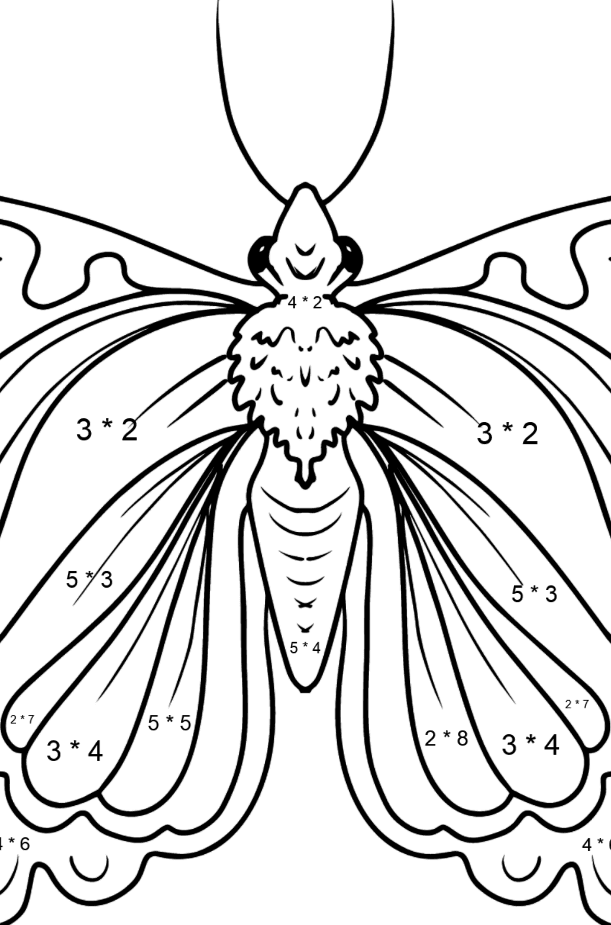 Cute Butterfly coloring page - Math Coloring - Multiplication for Kids