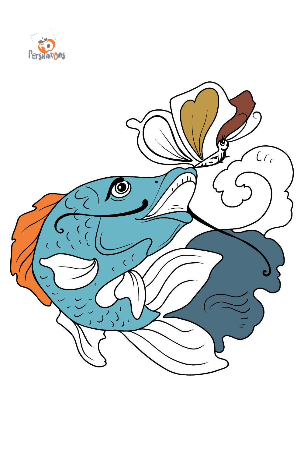 Fish and Butterfly coloring page ♥ Color Online!