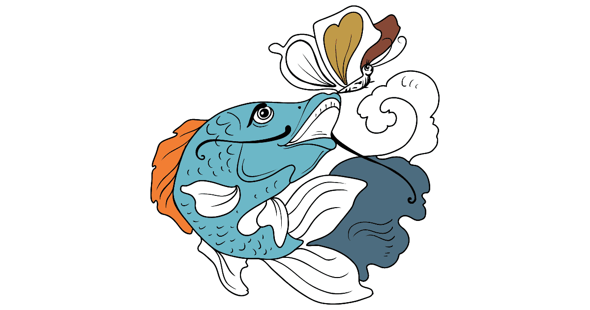 Fish and Butterfly coloring page ♥ Color Online!