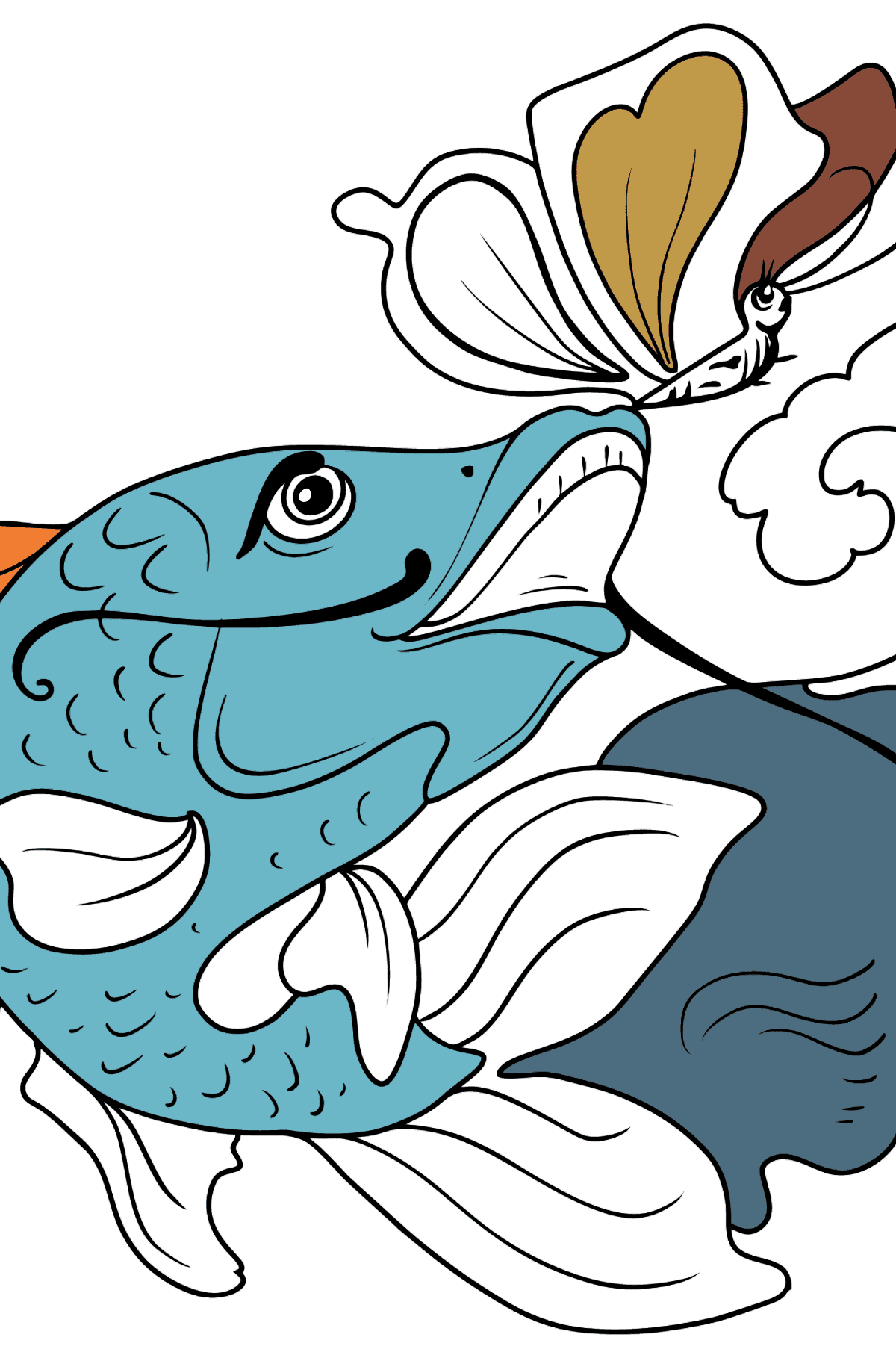 Fish and Butterfly coloring page - Coloring Pages for Kids