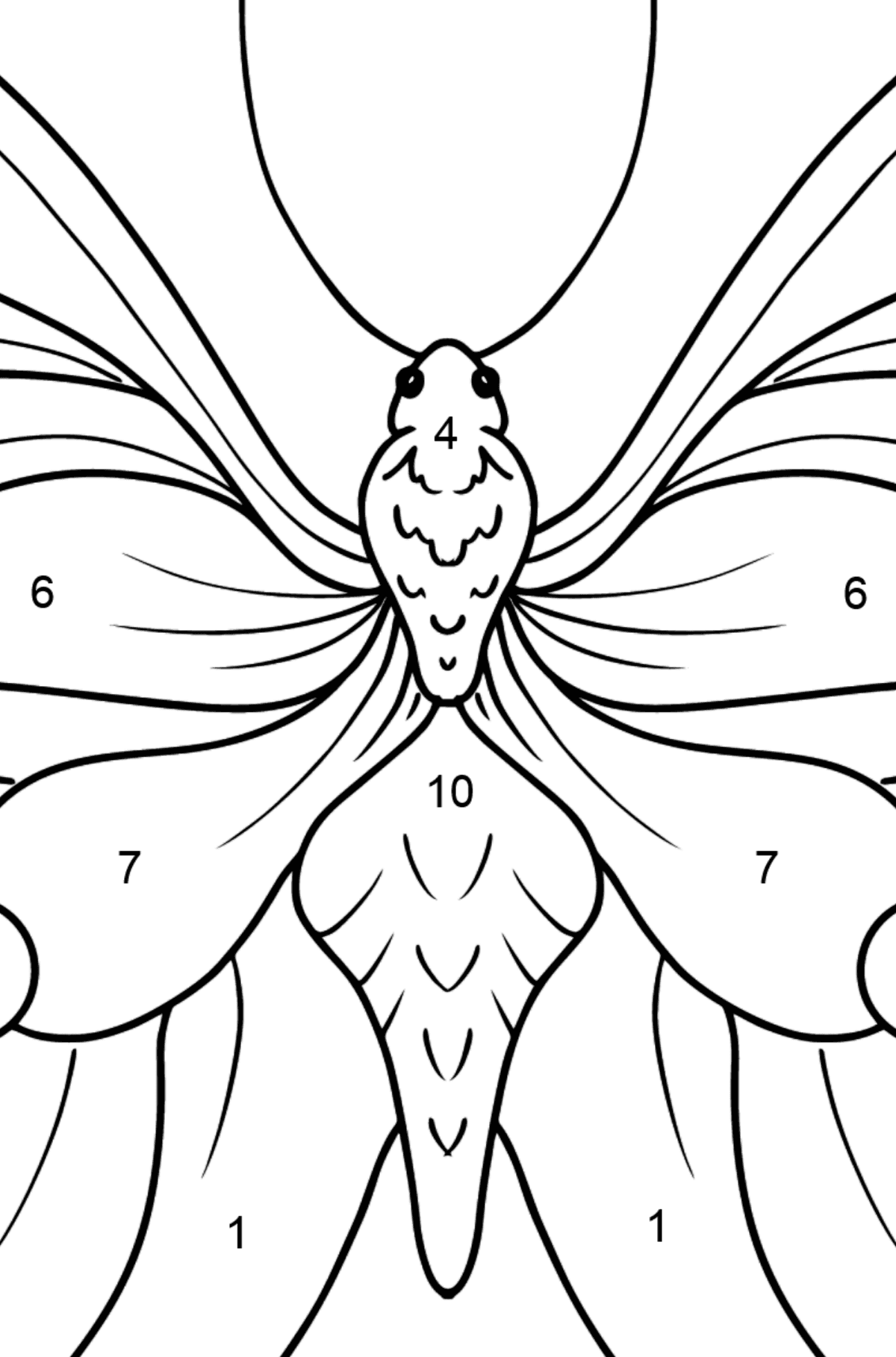 Kleurplaat citroengras vlinder - Kleuren op nummer voor kinderen