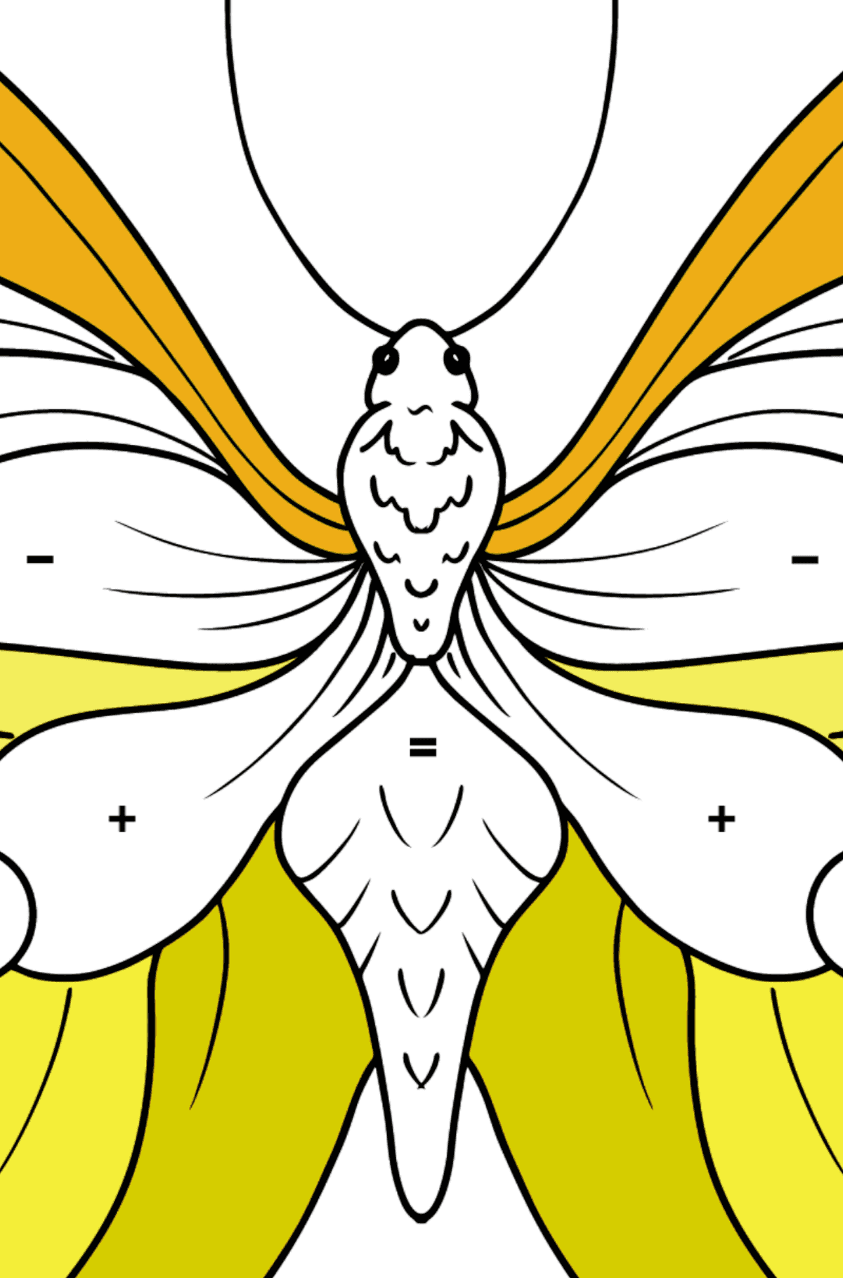 Zitronengras-Schmetterling Ausmalbild - Ausmalen nach Symbolen für Kinder