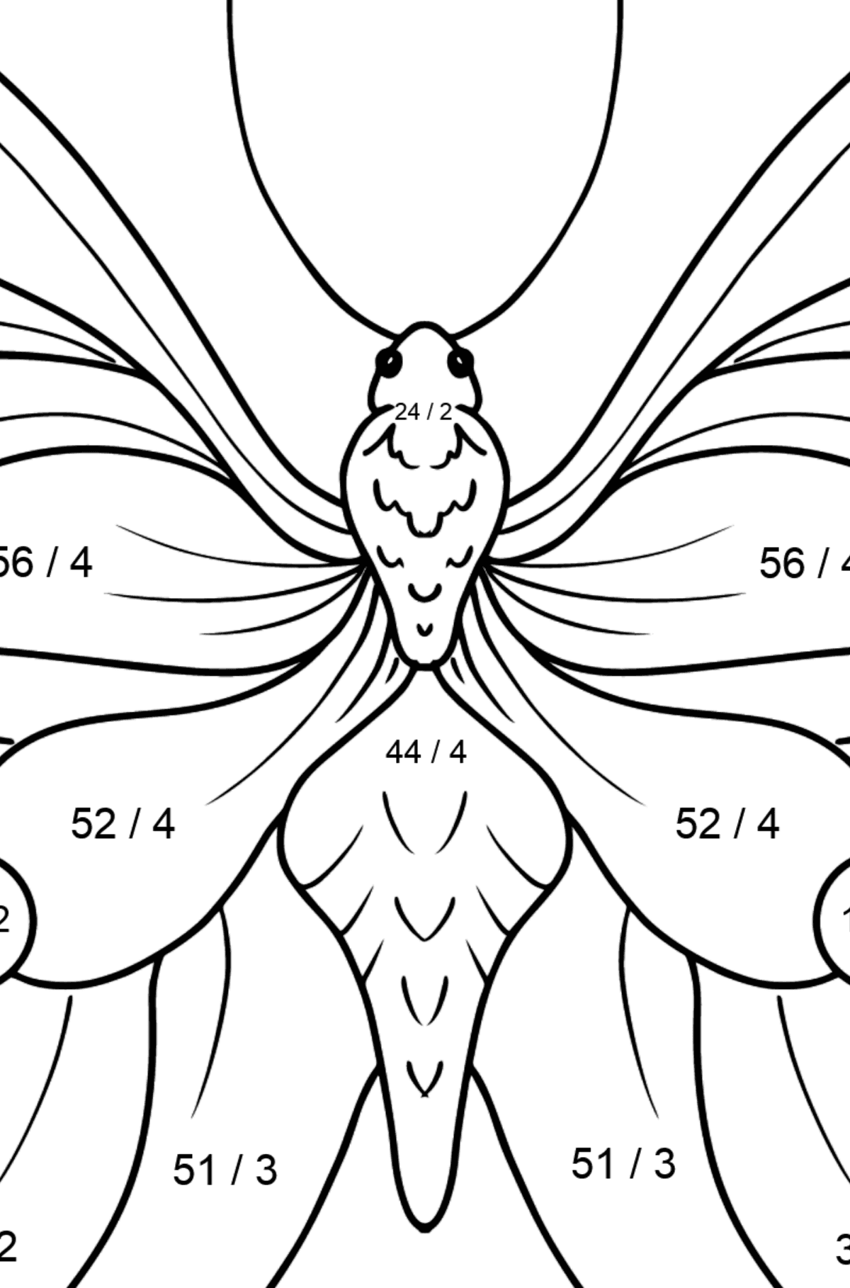 Kleurplaat citroengras vlinder - Wiskunde kleurplaten - delen voor kinderen