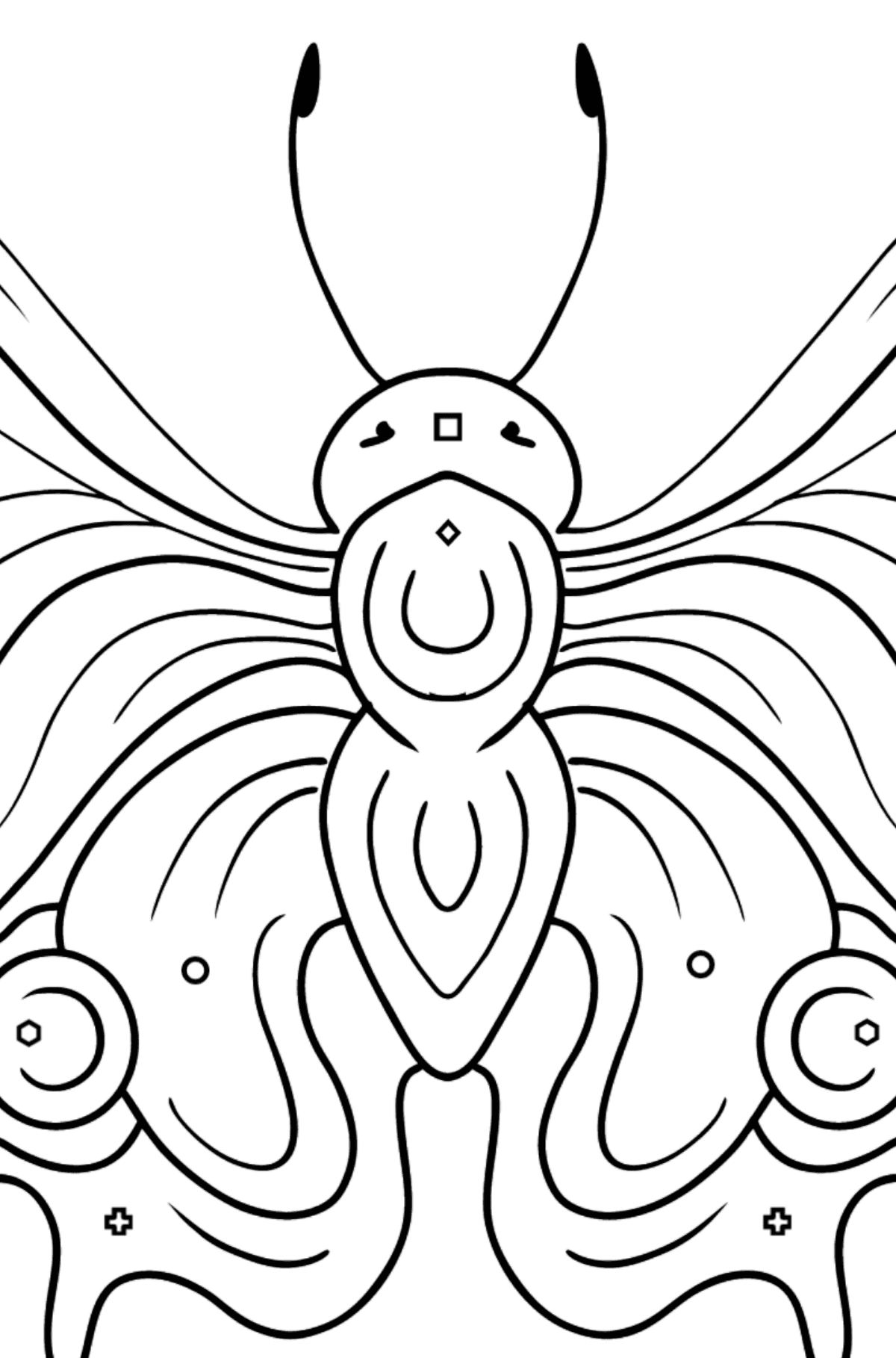 Kleurplaat pauw vlinder - Kleuren met geometrische figuren voor kinderen