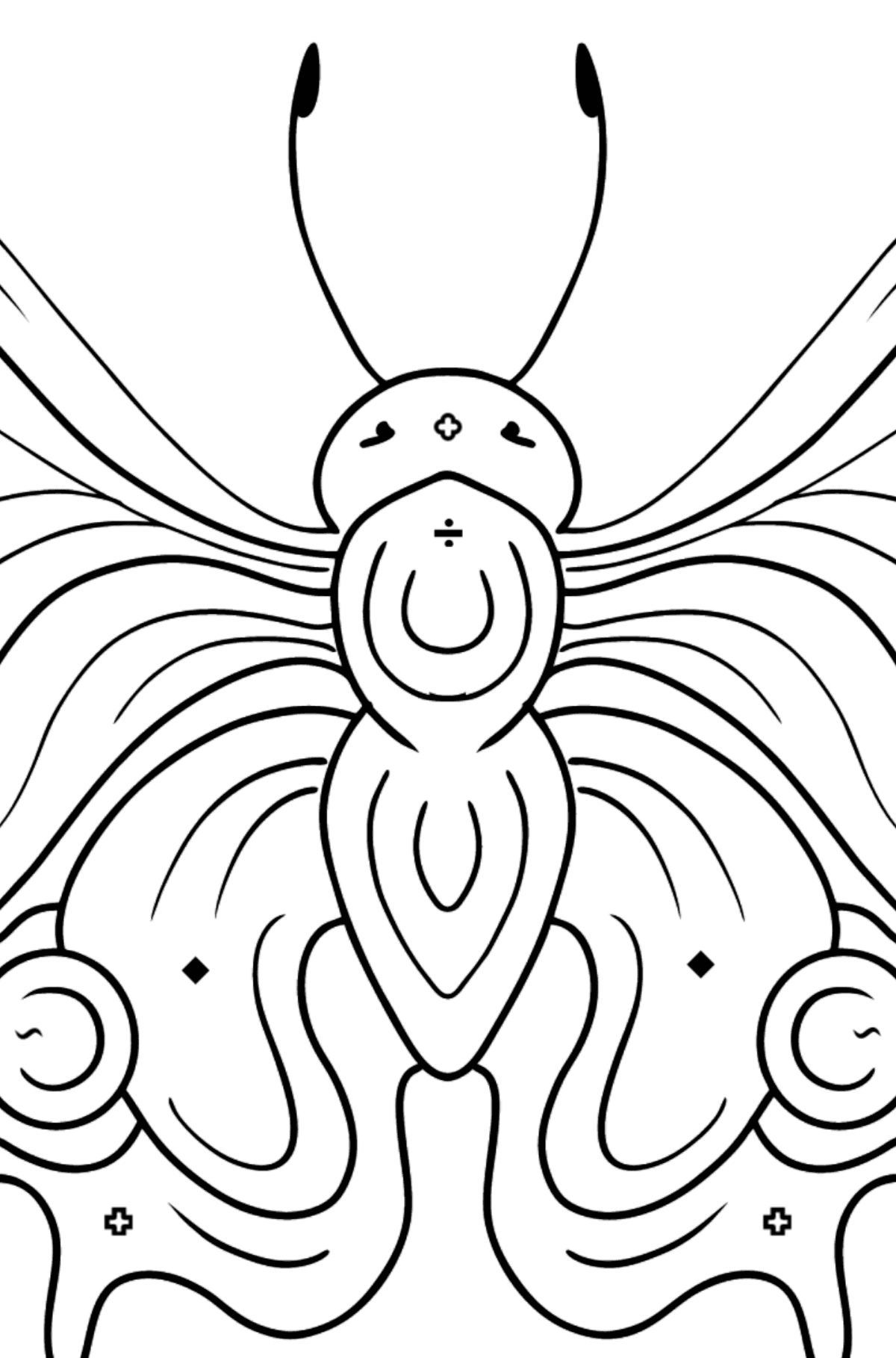 Kolorowanka Paw motyl - Kolorowanie według symboli i figur geometrycznych dla dzieci