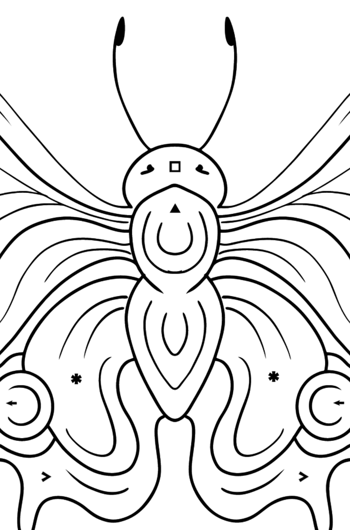 Kleurplaat pauw vlinder - Kleuren met symbolen voor kinderen