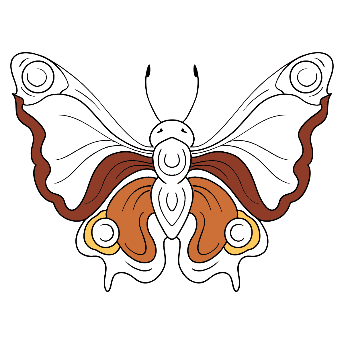 Бабочка павлиний глаз рисунок для раскрашивания