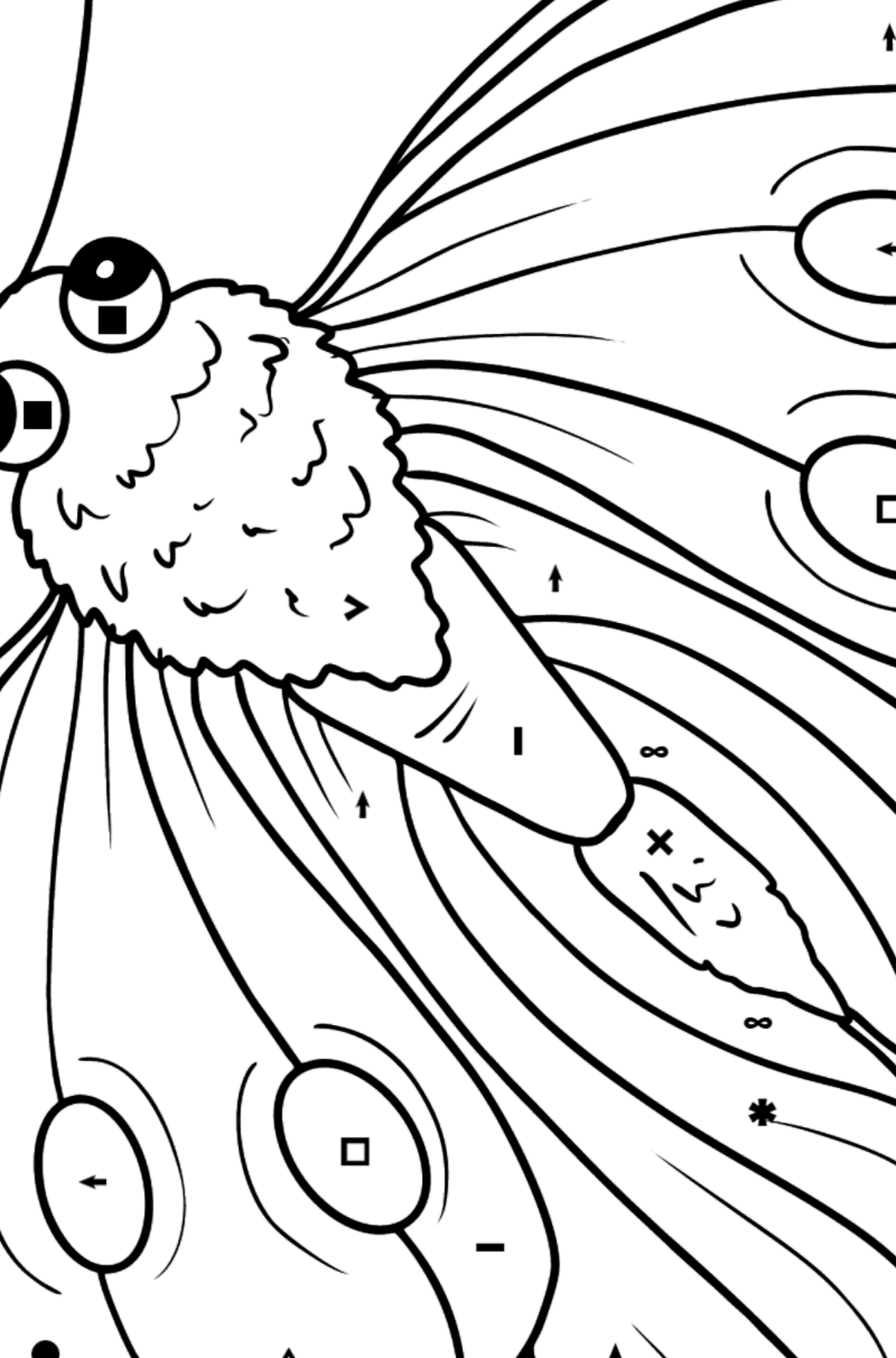 Dibujo de Mariposa Pieris para colorear - Colorear por Símbolos para Niños